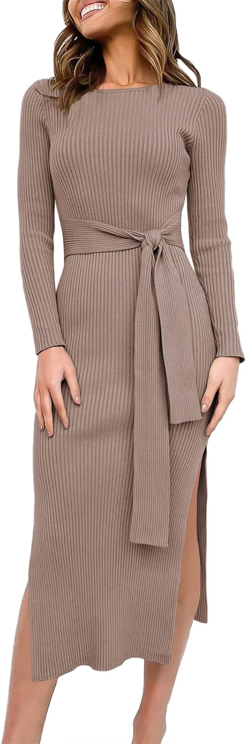 ANRABESS Womens Long Sleeve Sweater Dress for Fall Outfits