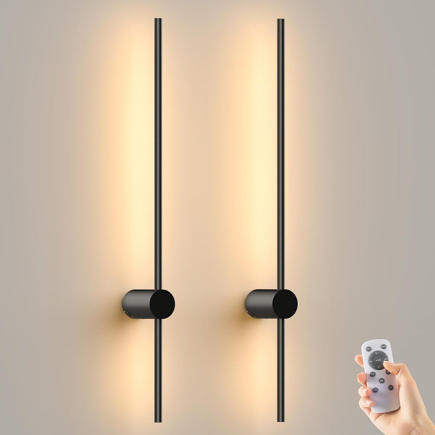 Battery Operated Wall Sconces Set of 2 for Modern Decor