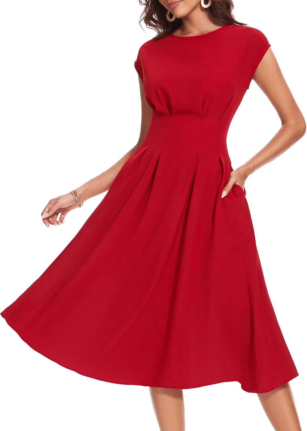 Wedtrend Women's 1940s Dresses with Pockets for Vintage Style
