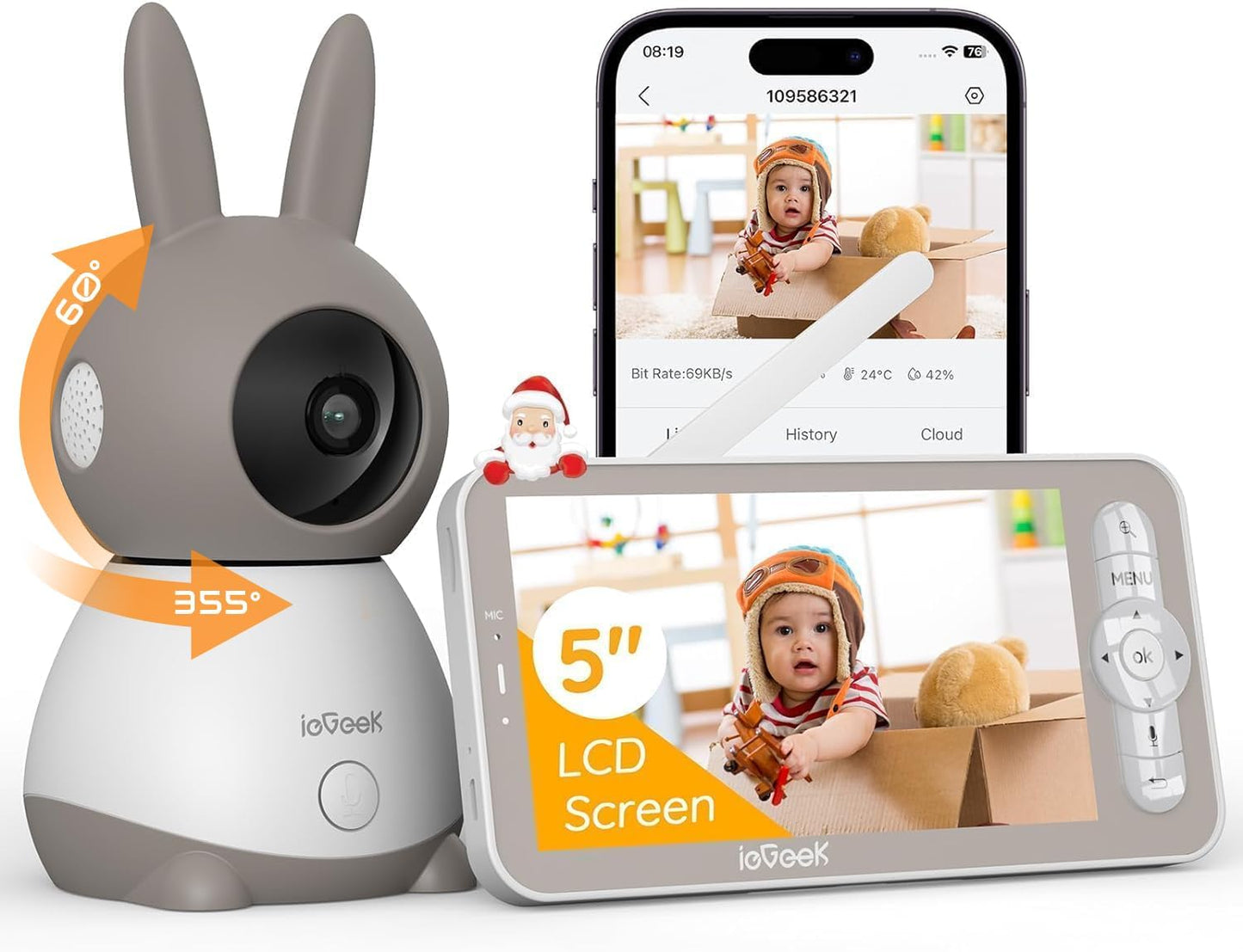 ieGeek 2K HD Video Baby Monitor: App-controlled, Full Coverage