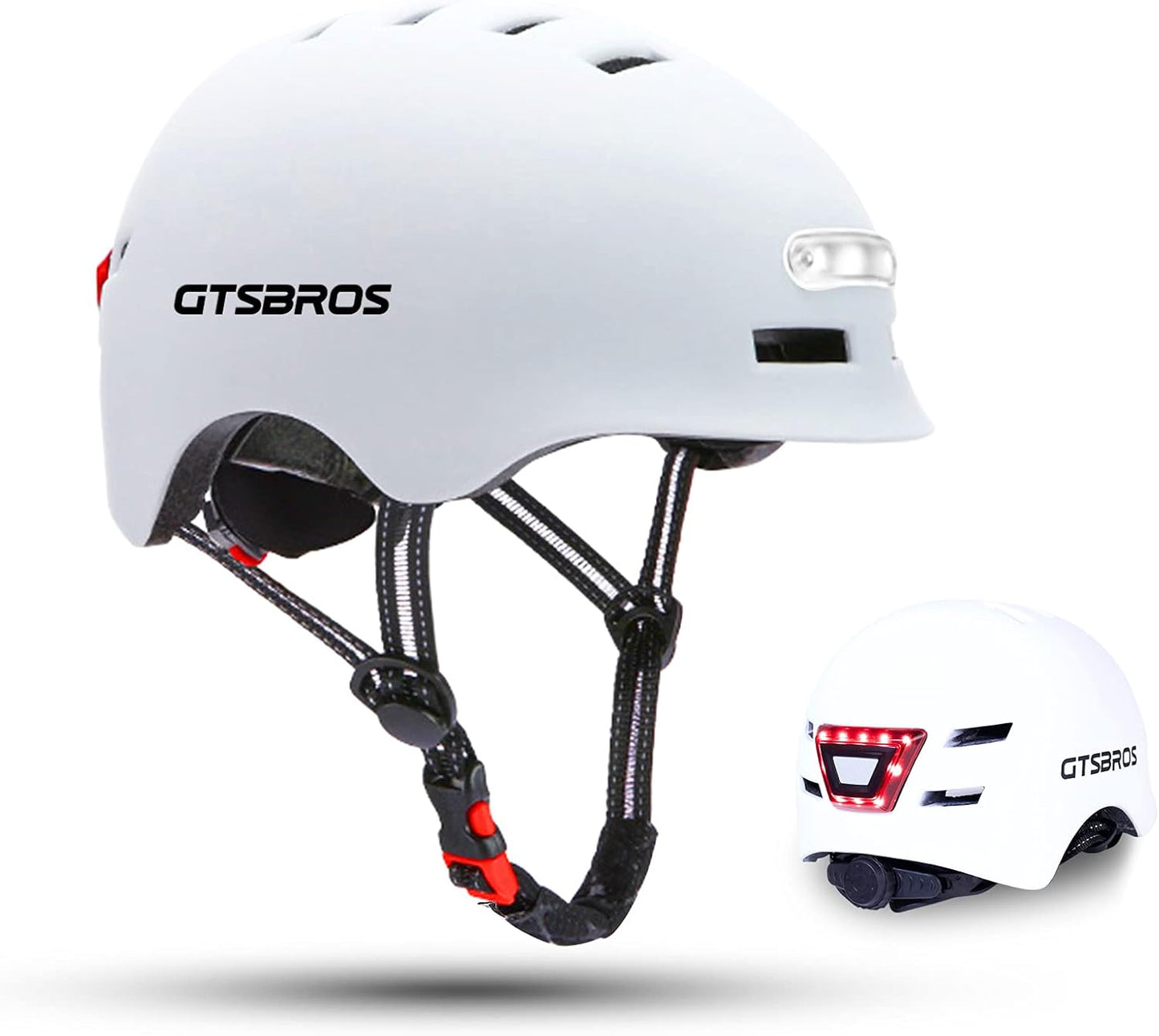 Adjustable Bicycle Helmet with LED Lights for Safe Commuting