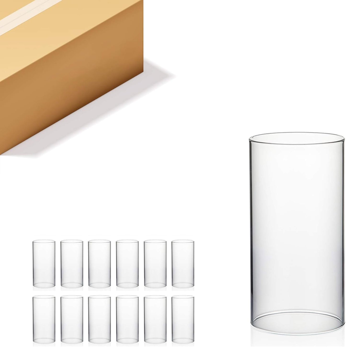WGVI Hurricane Candle Holder Sleeve - Clear Glass Cylinder Set