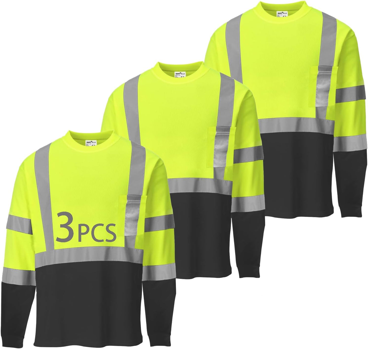 Hi Vis Safety Shirts for Men by SAFIELD - Reflective T-Shirts