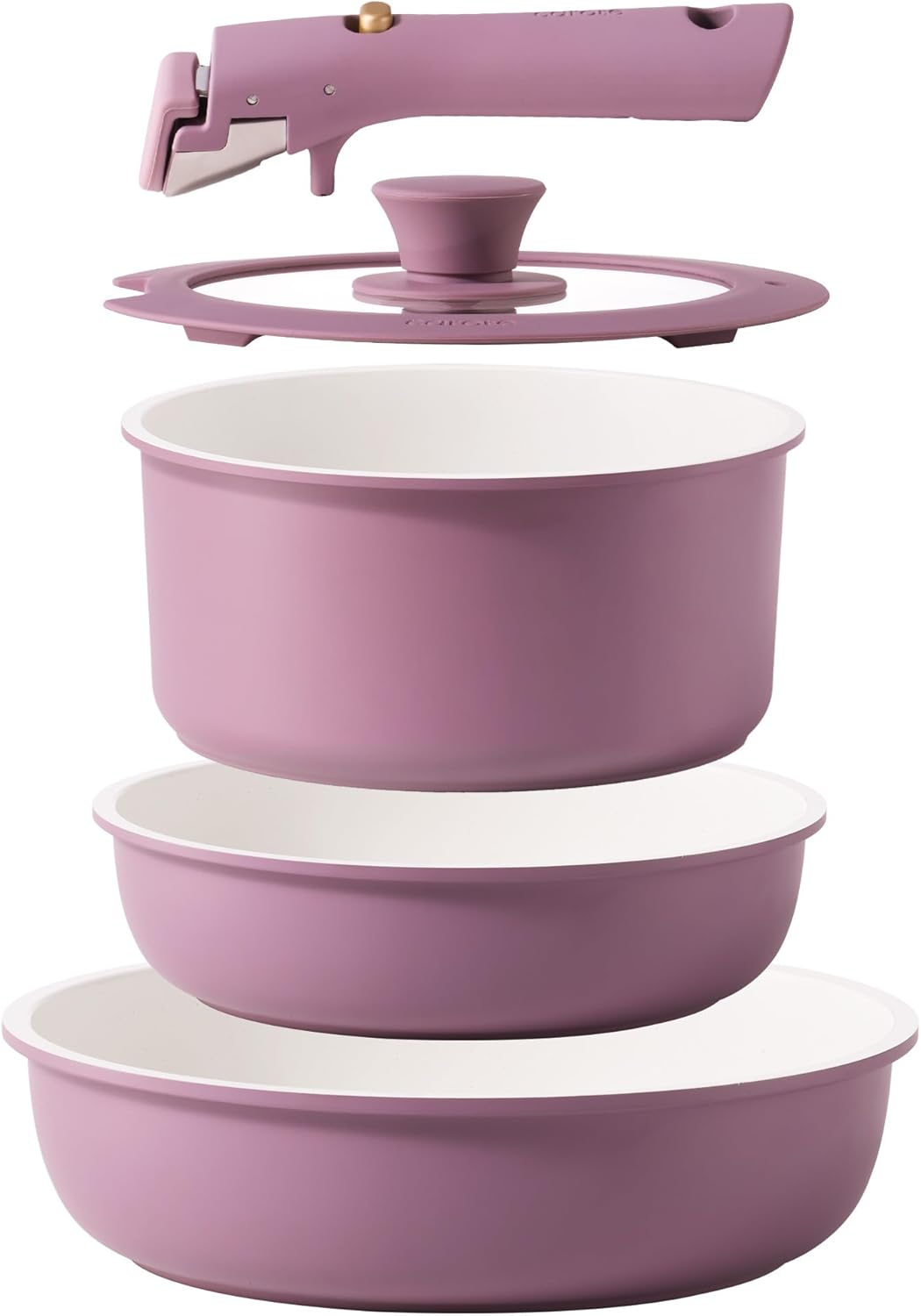 CAROTE 5pcs Non Stick Cookware Set with Detachable Handles