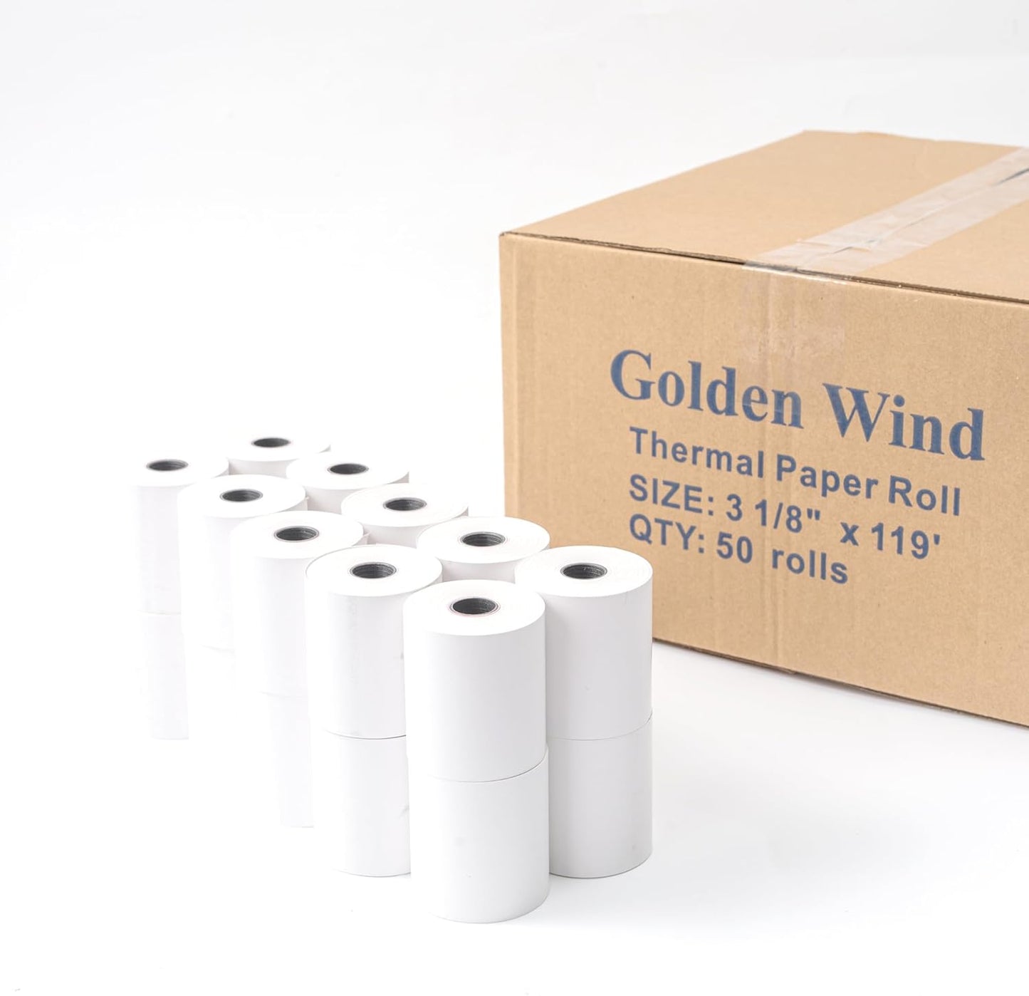 Golden Wind: 50 Rolls Premium 55GSM Thermal Paper for Cash Register, BPA Free