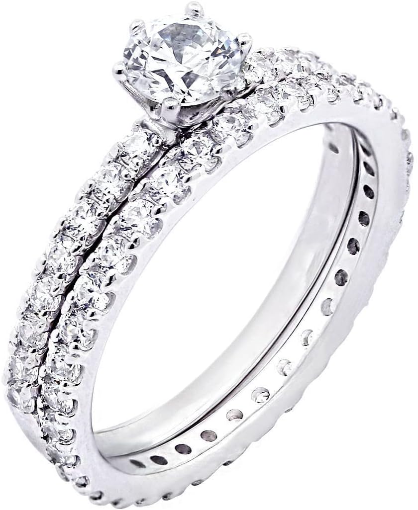 Elegant Platinum or Gold Plated Wedding Set with Cubic Zirconia