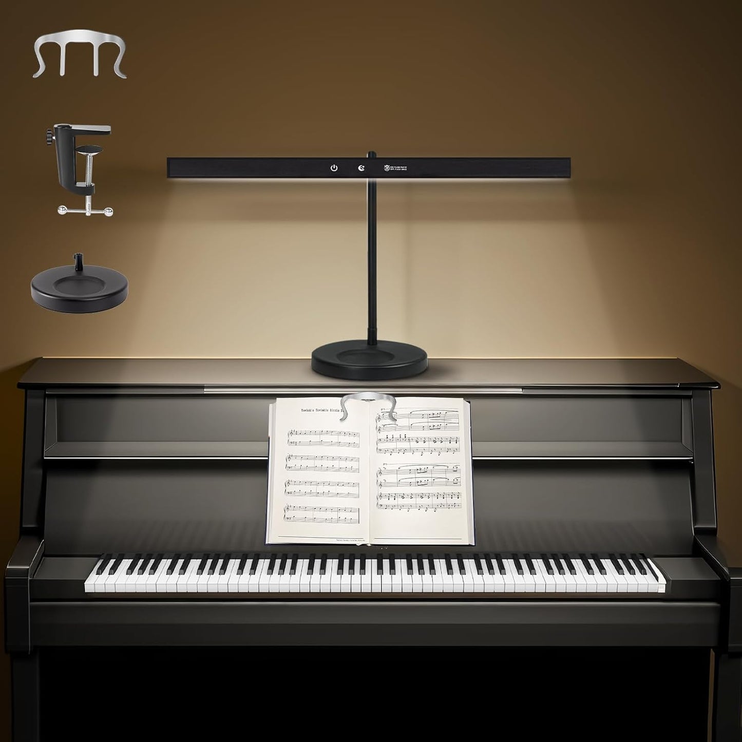 Dimmable LED Piano Light with Flexible Gooseneck for Musicians