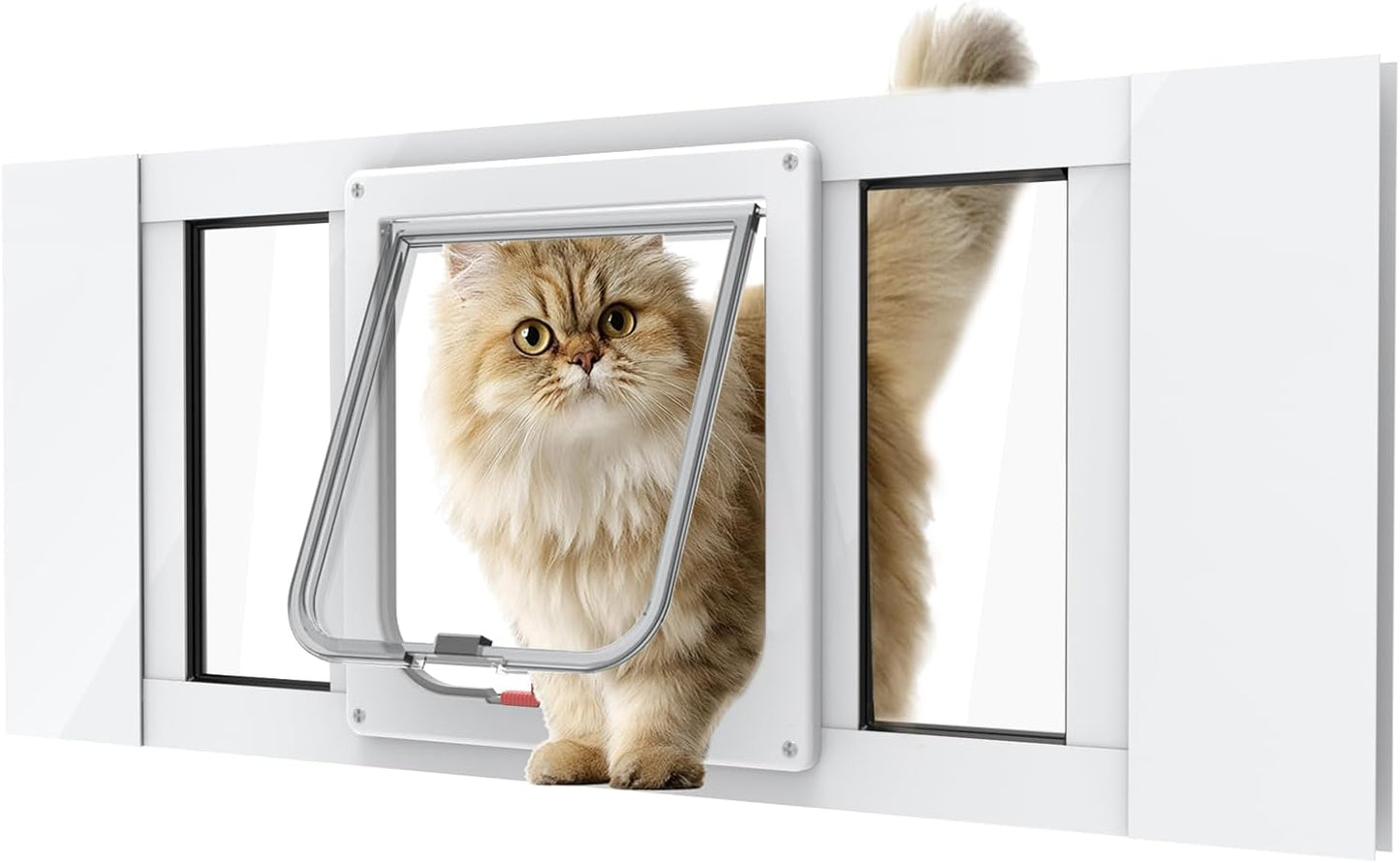Aluminum Cat Door for Windows - Adjustable 24in-28in Wide