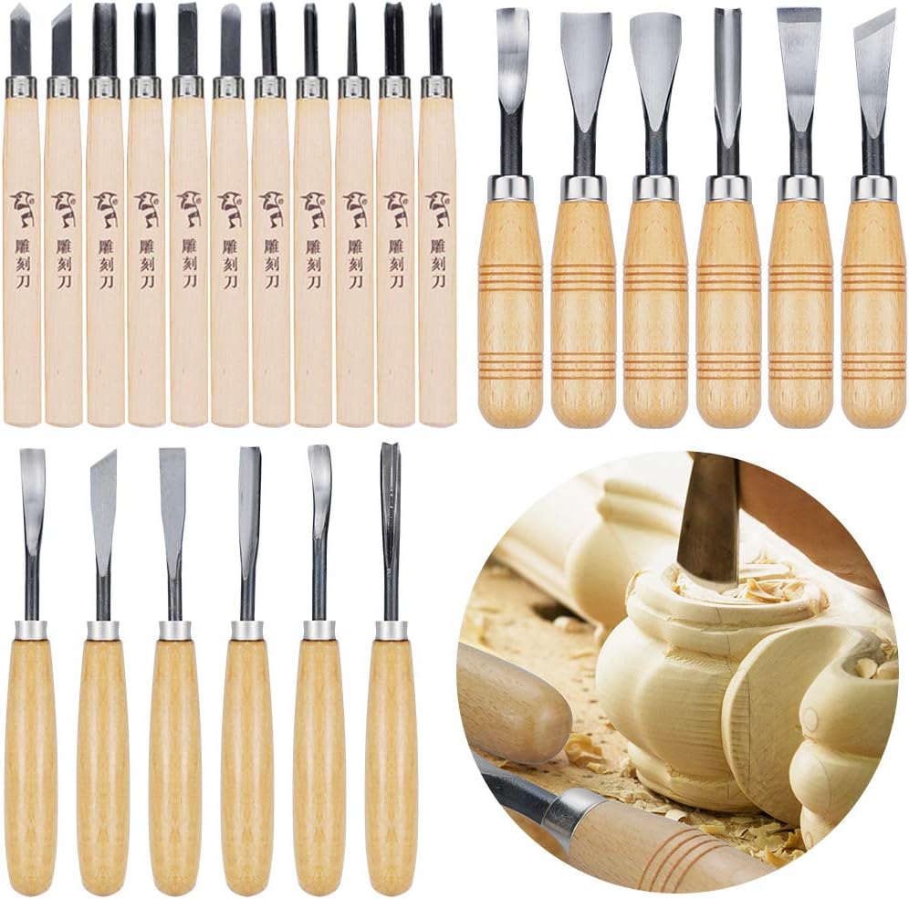 WAYCOM 24PCS Wood Knife Kit Set for Professional Carving Needs