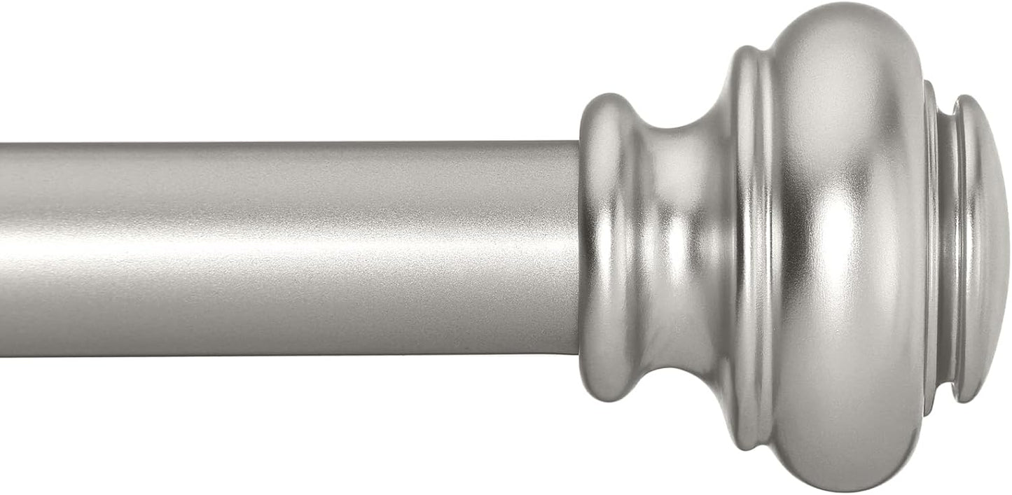 Adjustable 28-48 Silver Curtain Rod - Heavy Duty, Classic Finials