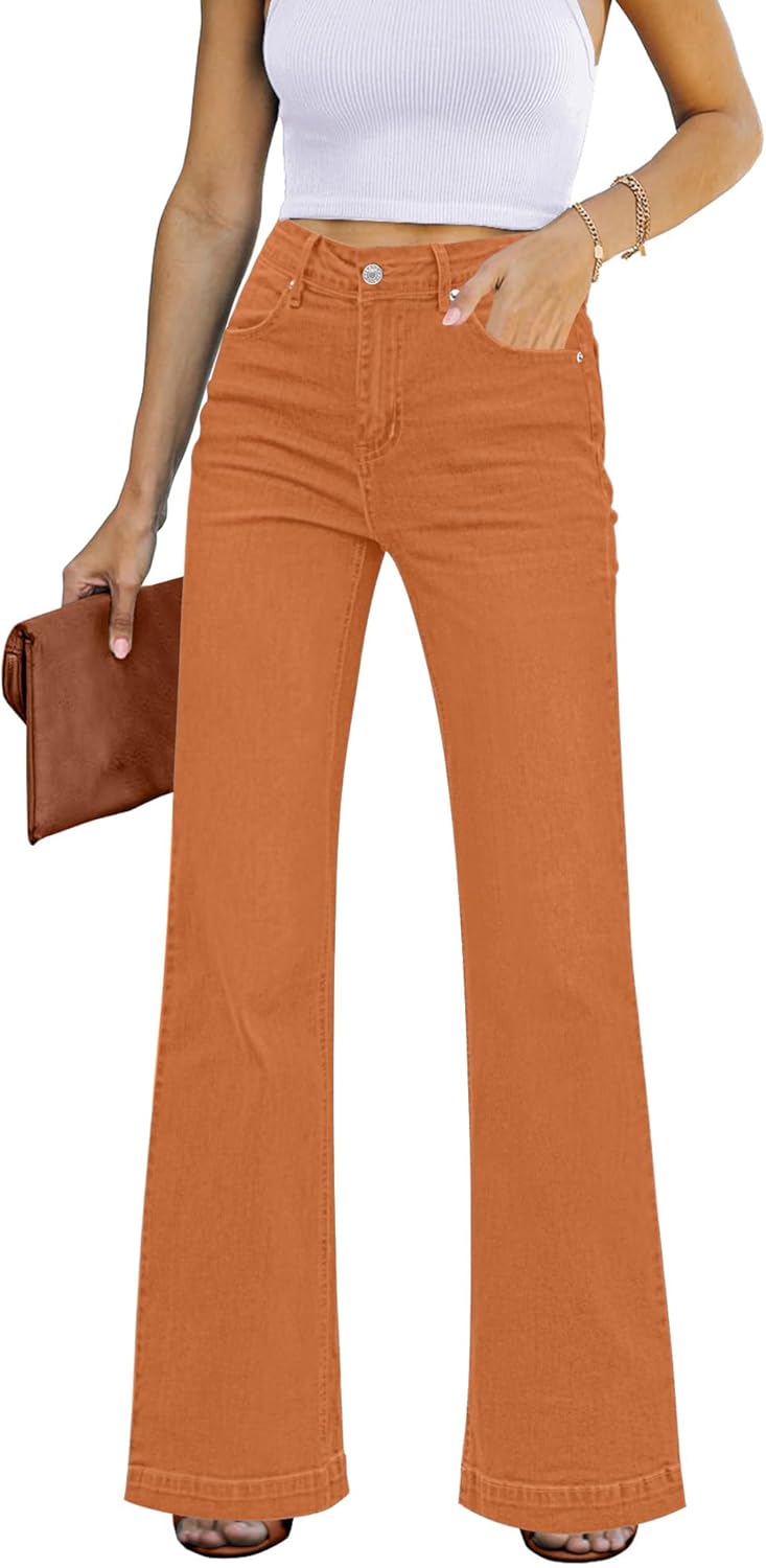 GRAPENT Womens Flare Jeans High Waisted Wide Leg Baggy Jean