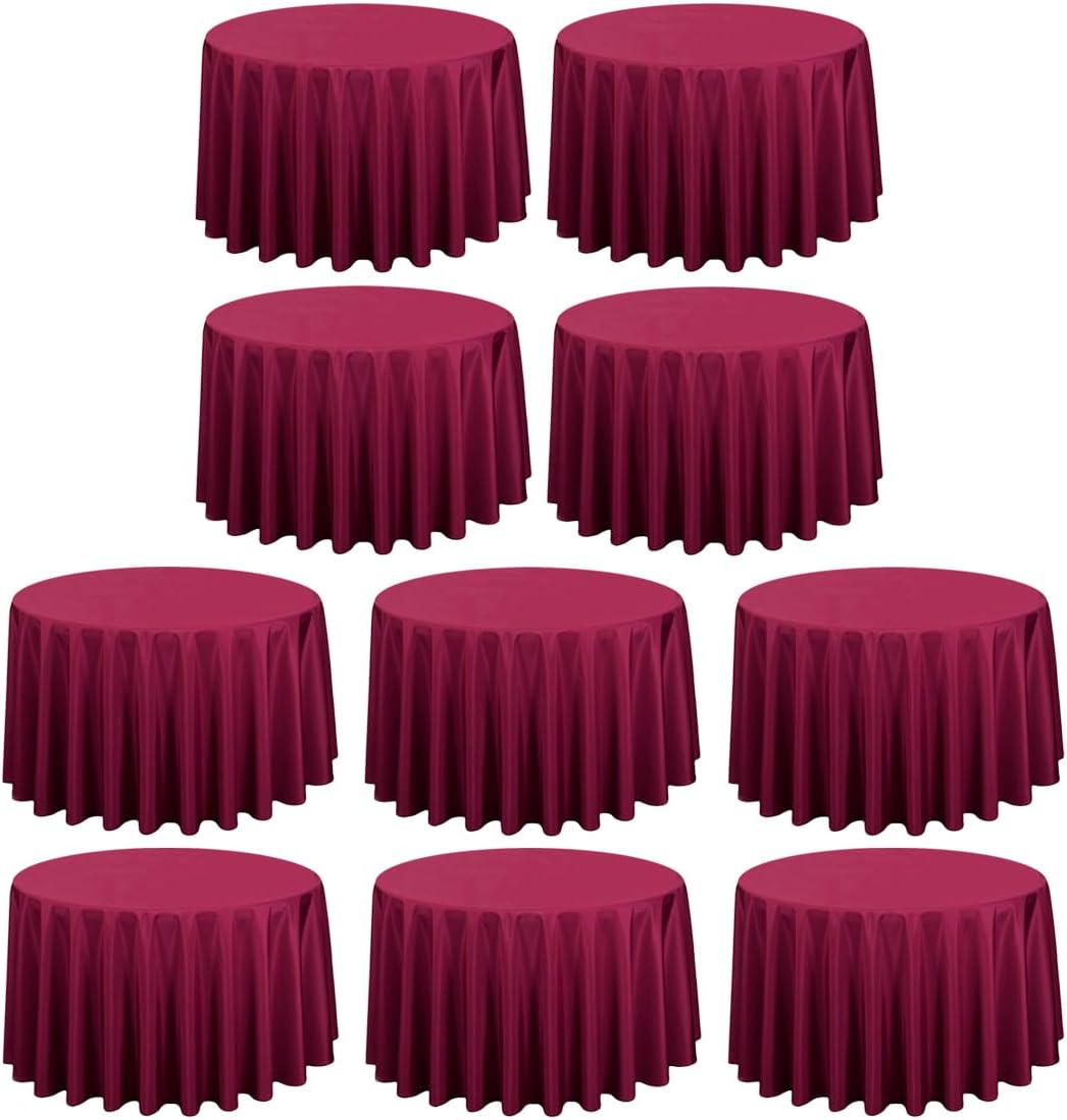 108 Inch Round Tablecloths for Parties - Burgundy Table Linens