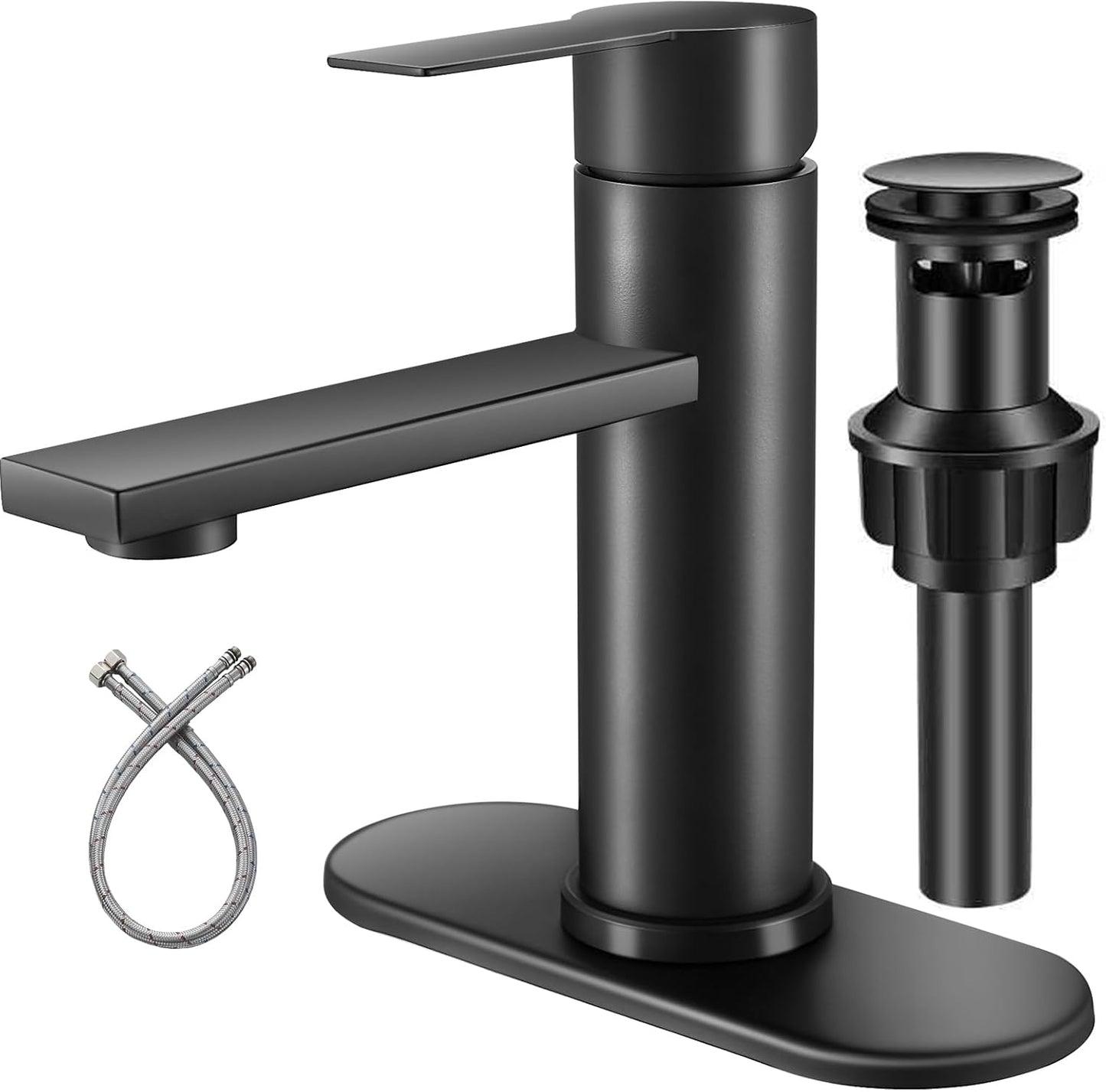 Modern Black Bathroom Faucet with Pop-up Drain for Easy Use
