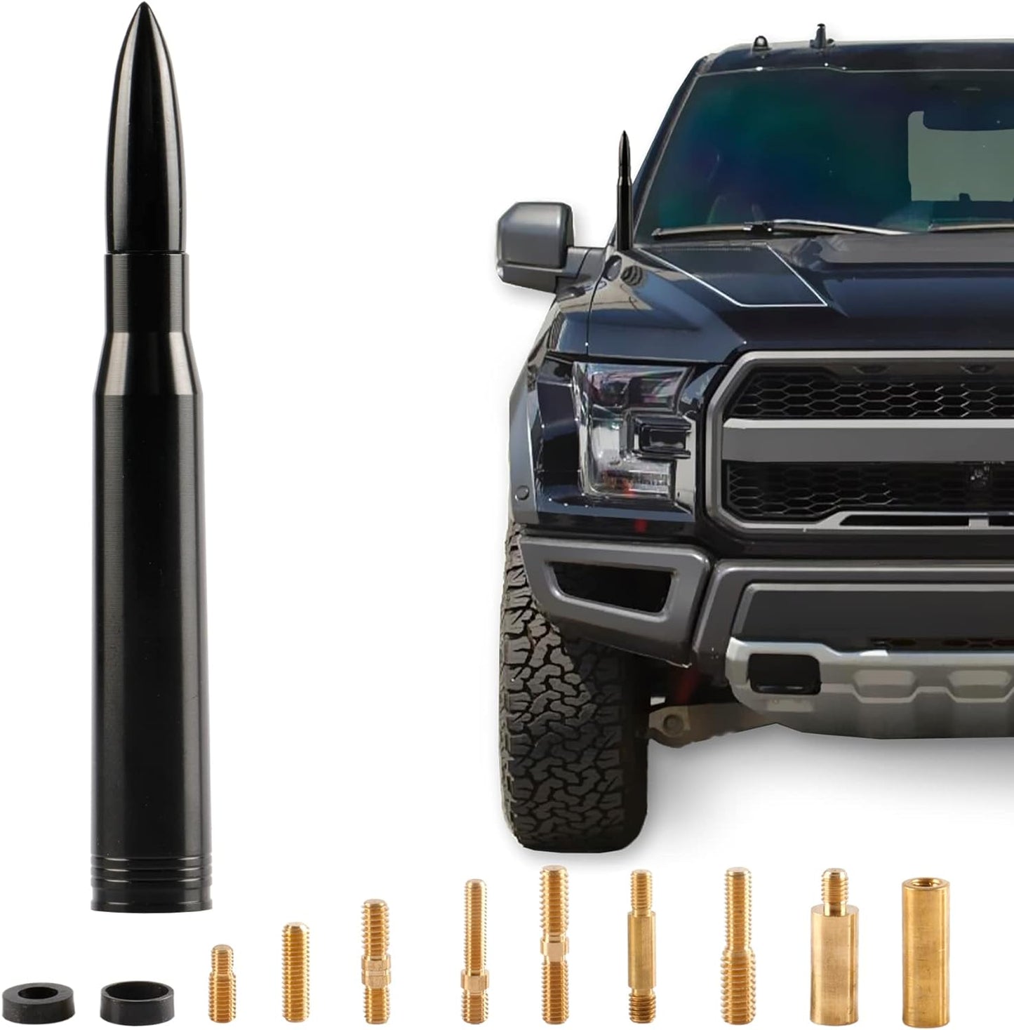 Universal Car Antenna Replacement - Rugged Billet Aluminum, Black