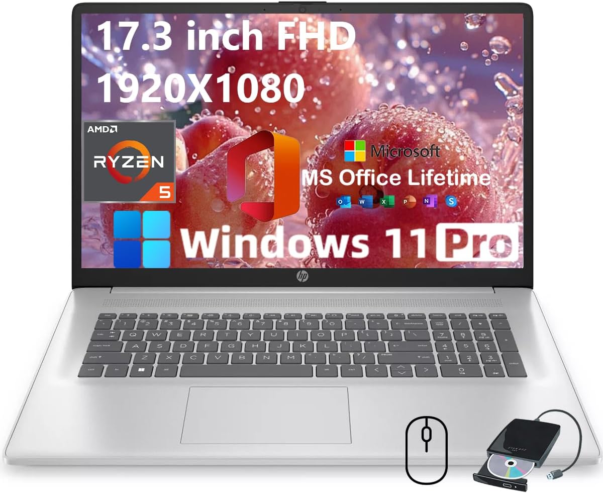 HP 17.3 FHD Laptop for Business & Students with Office License