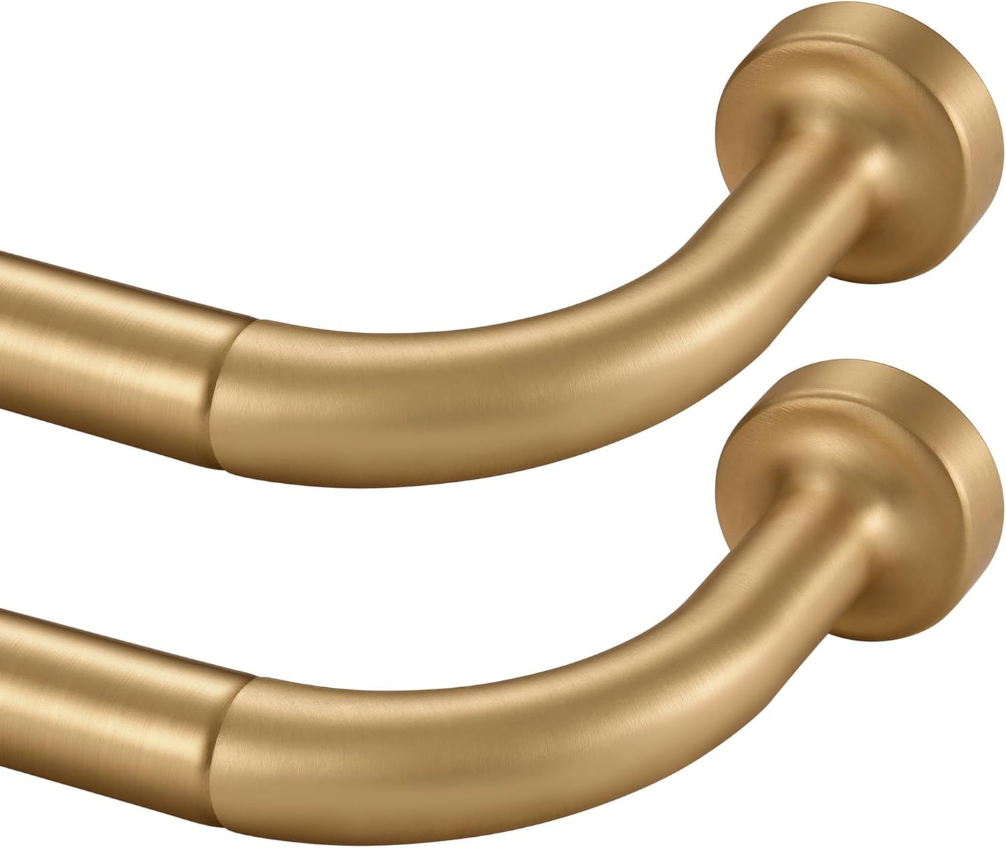 2 Pack Wrap Around Curtain Rod for Windows 28 to 86 Inch, Warm Gold