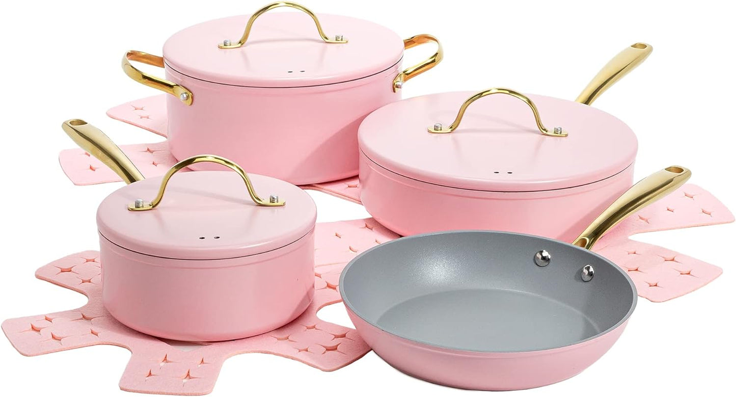 Paris Hilton Iconic Nonstick Pots and Pans Set for Stylish Cooking