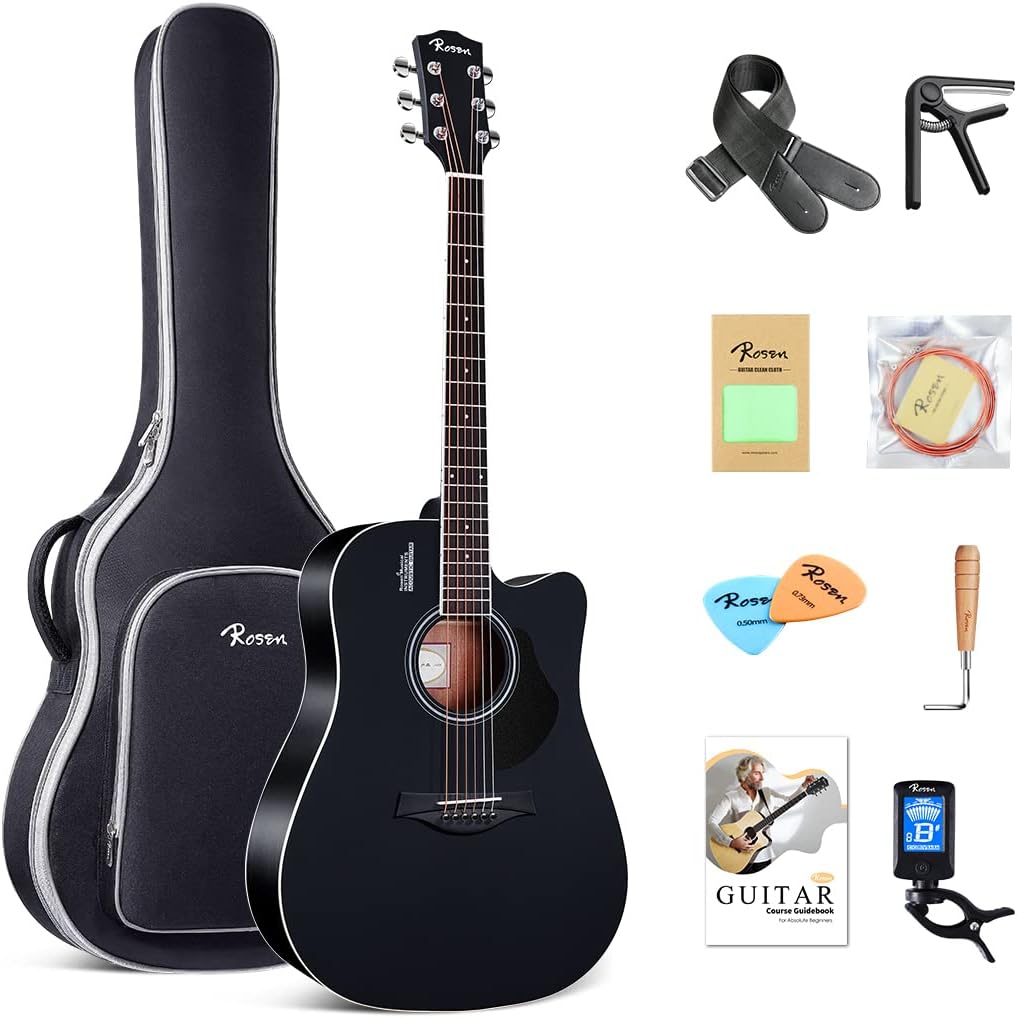Rosen Solid Top Dreadnought Guitar Bundle