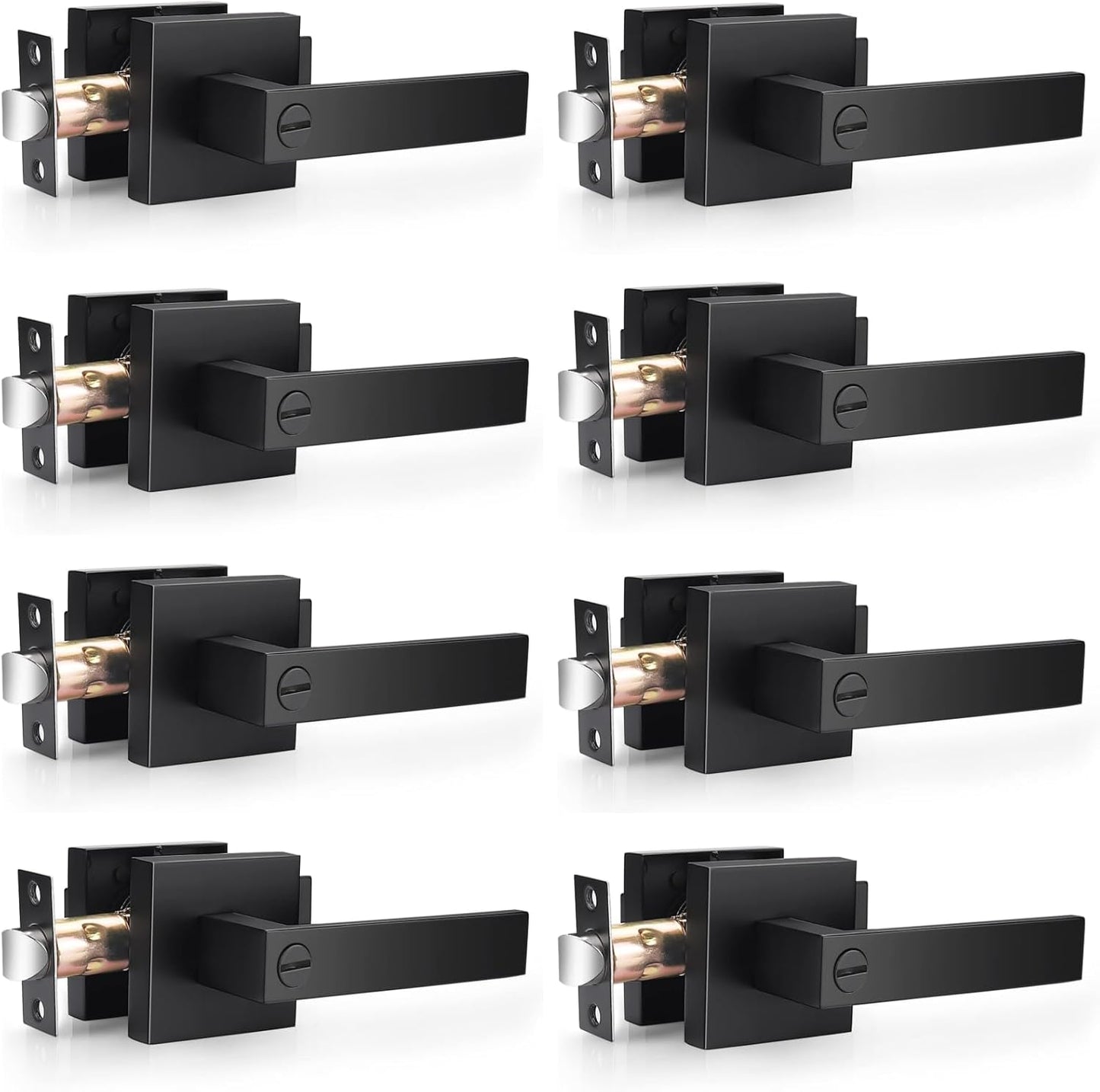 Probrico Square Privacy Door Levers Locksets in Matte Black Finish