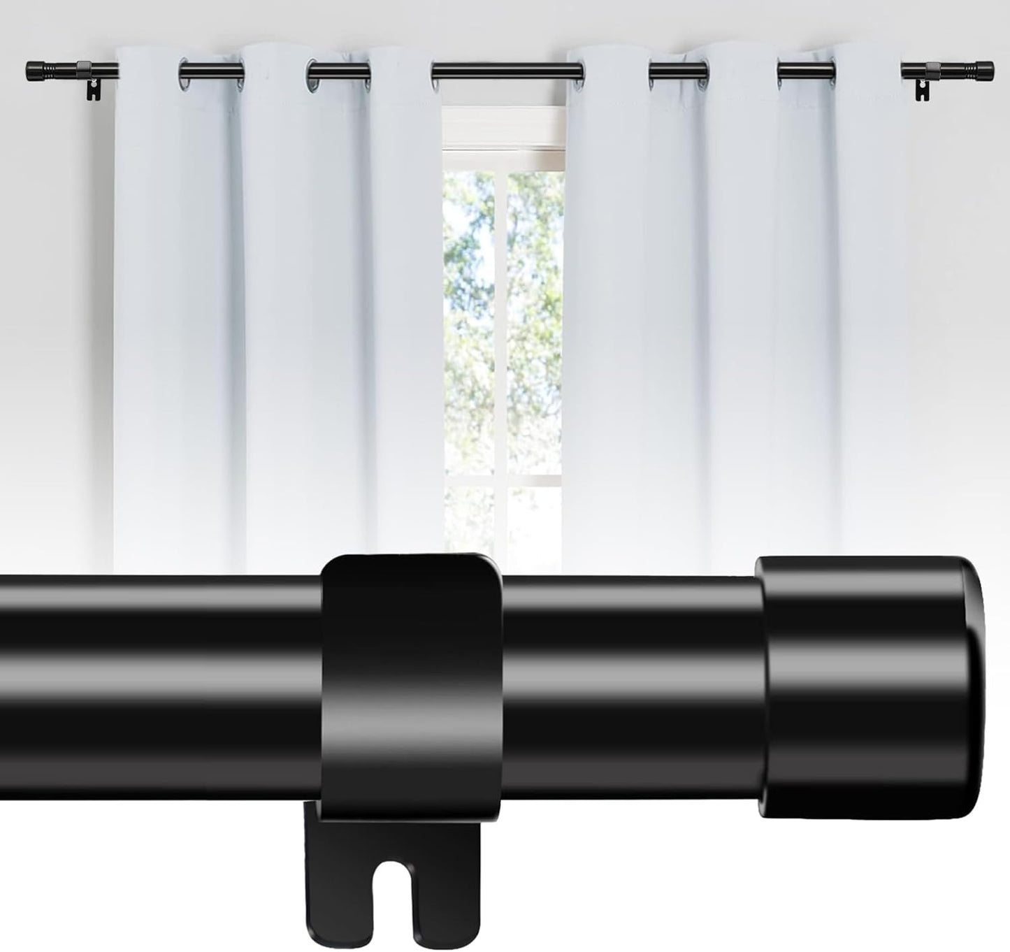 Adjustable Black Curtain Rod - Stylish Window Solution