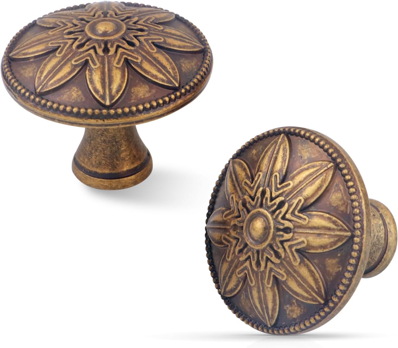 15 Pack Antique Brass Cabinet Knobs for Vintage Dresser Drawers
