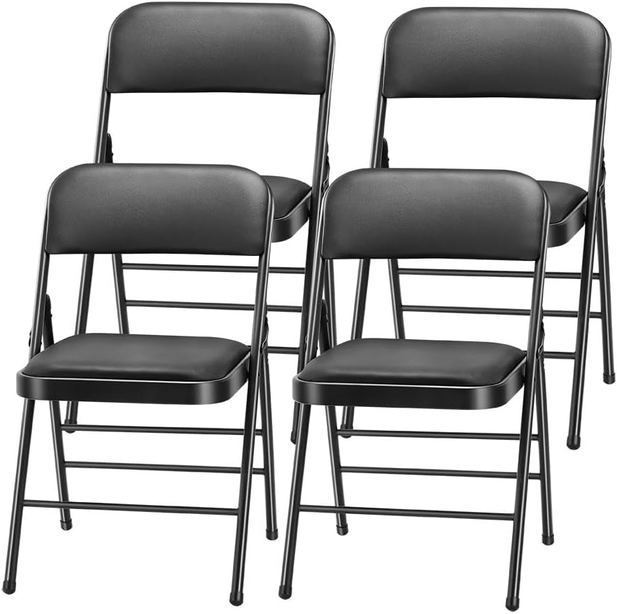 Space-Saving Folding Chairs Pack of 4 for Stylish Seating