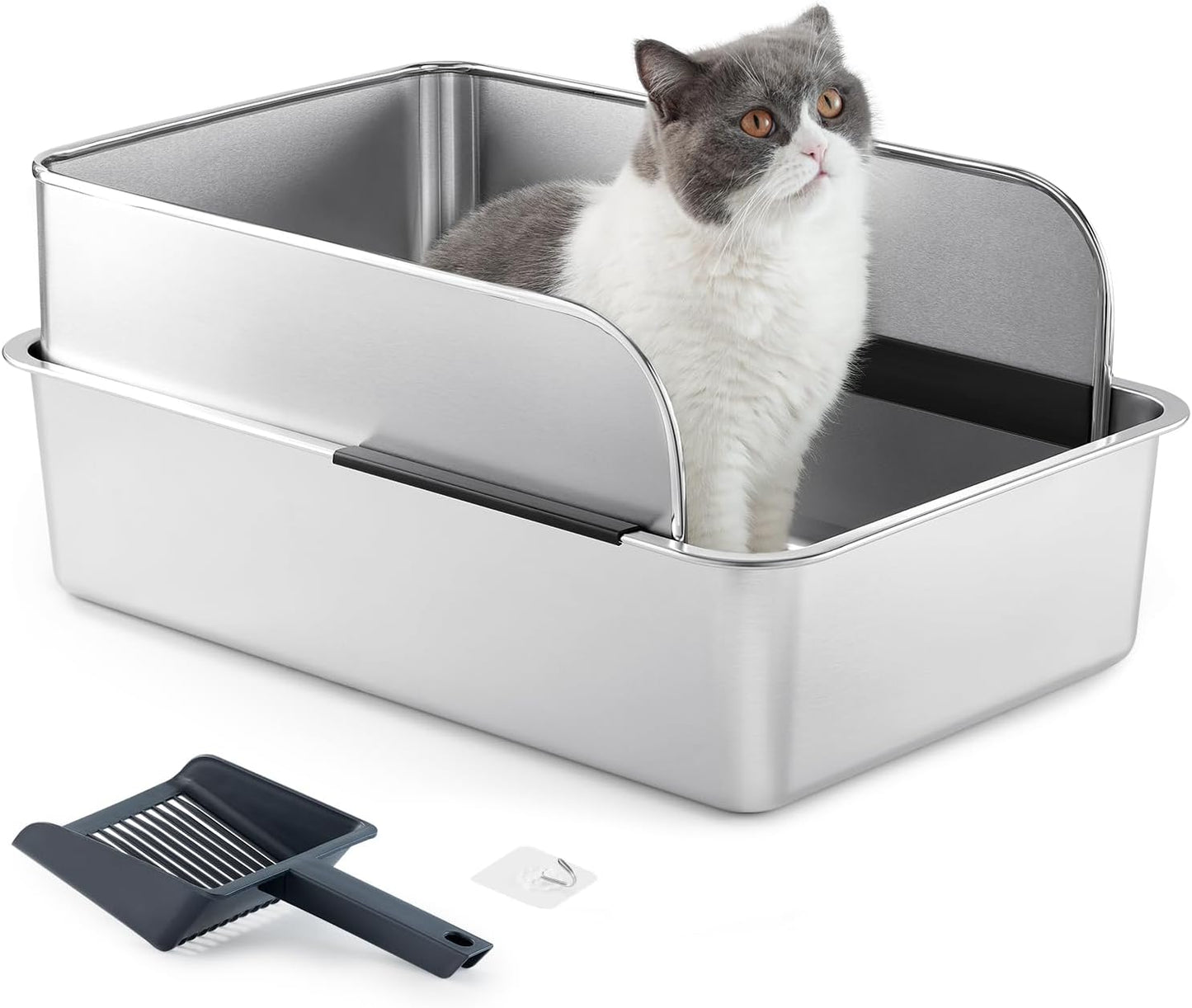 Extra Large Stainless Steel Litter Box for Cats and Small Pets