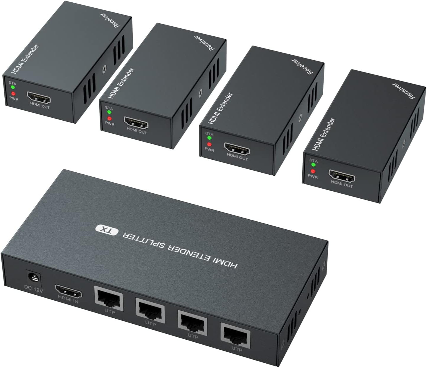 PWAYTEK HDMI Extender Splitter 1x4 for 1080P Over Ethernet