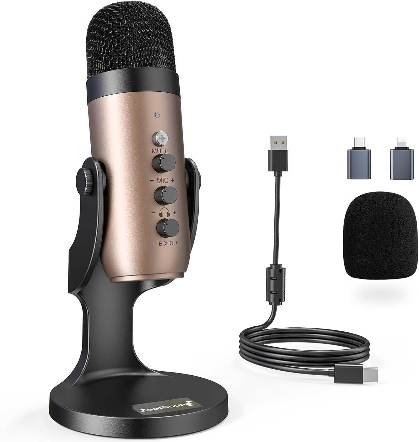ZealSound USB Microphone for Gaming and Podcasting with Control