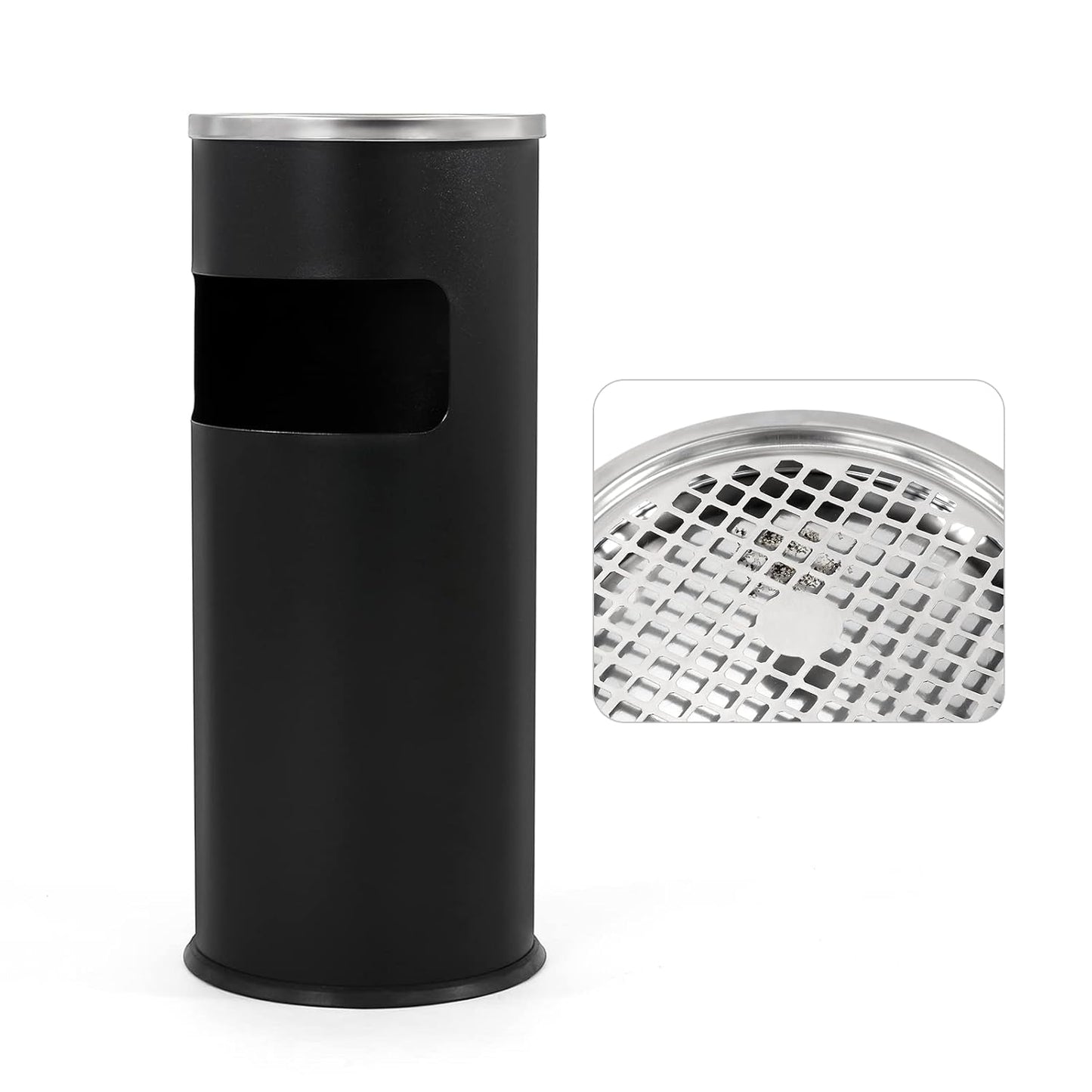 Round Stainless Steel Trash Can for Outdoor Waste Disposal
