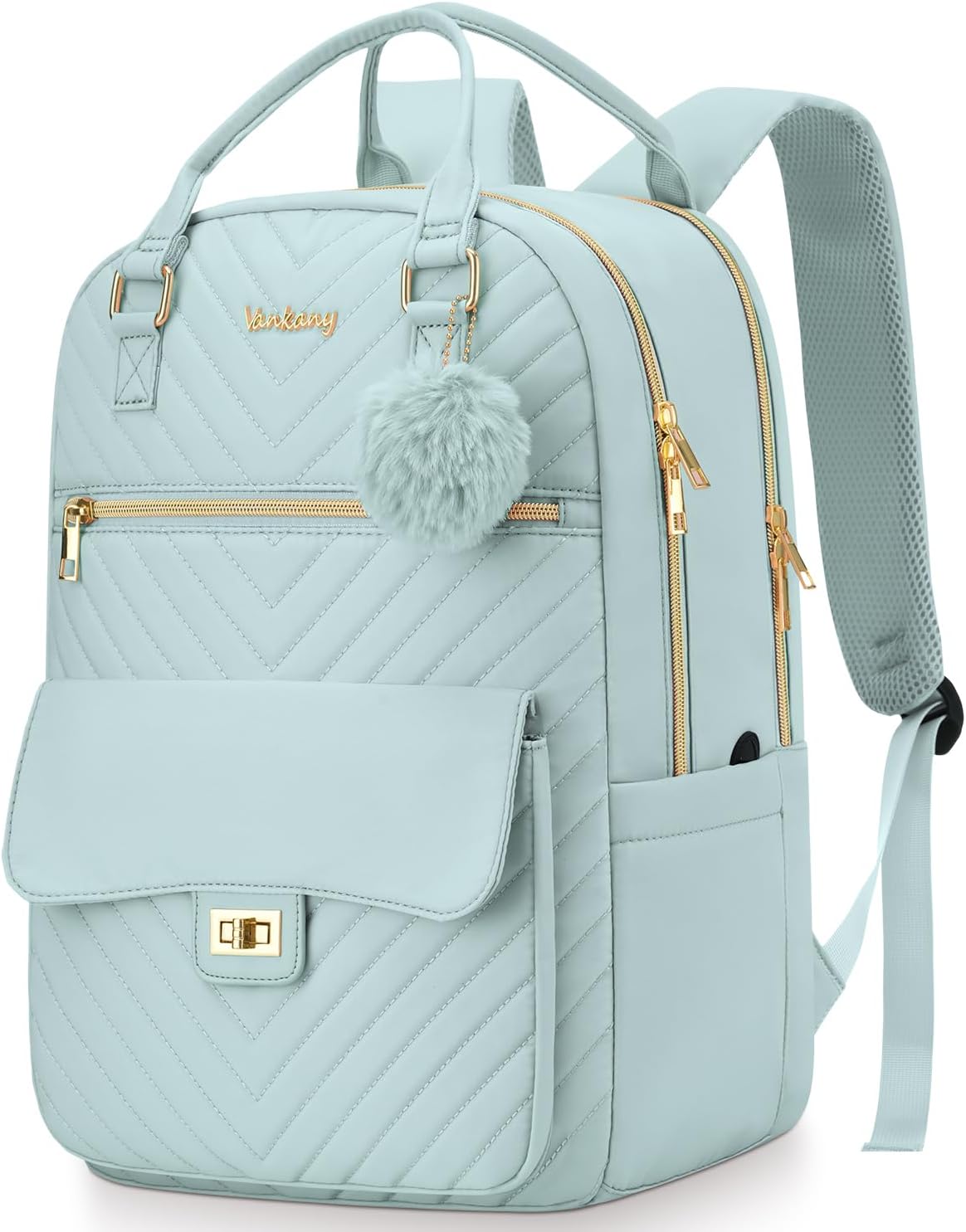 Aesthetic Laptop Backpack for College Women Students, Green