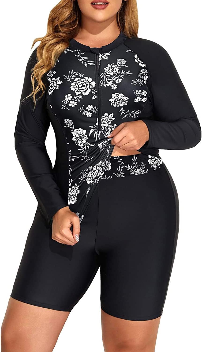 Daci Plus Size Rash Guard for Women - Long Sleeve Swimwear