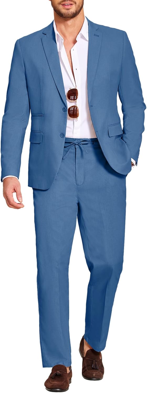 Stylish COOFANDY Men's 2 Piece Linen Suit Set for All Occasions