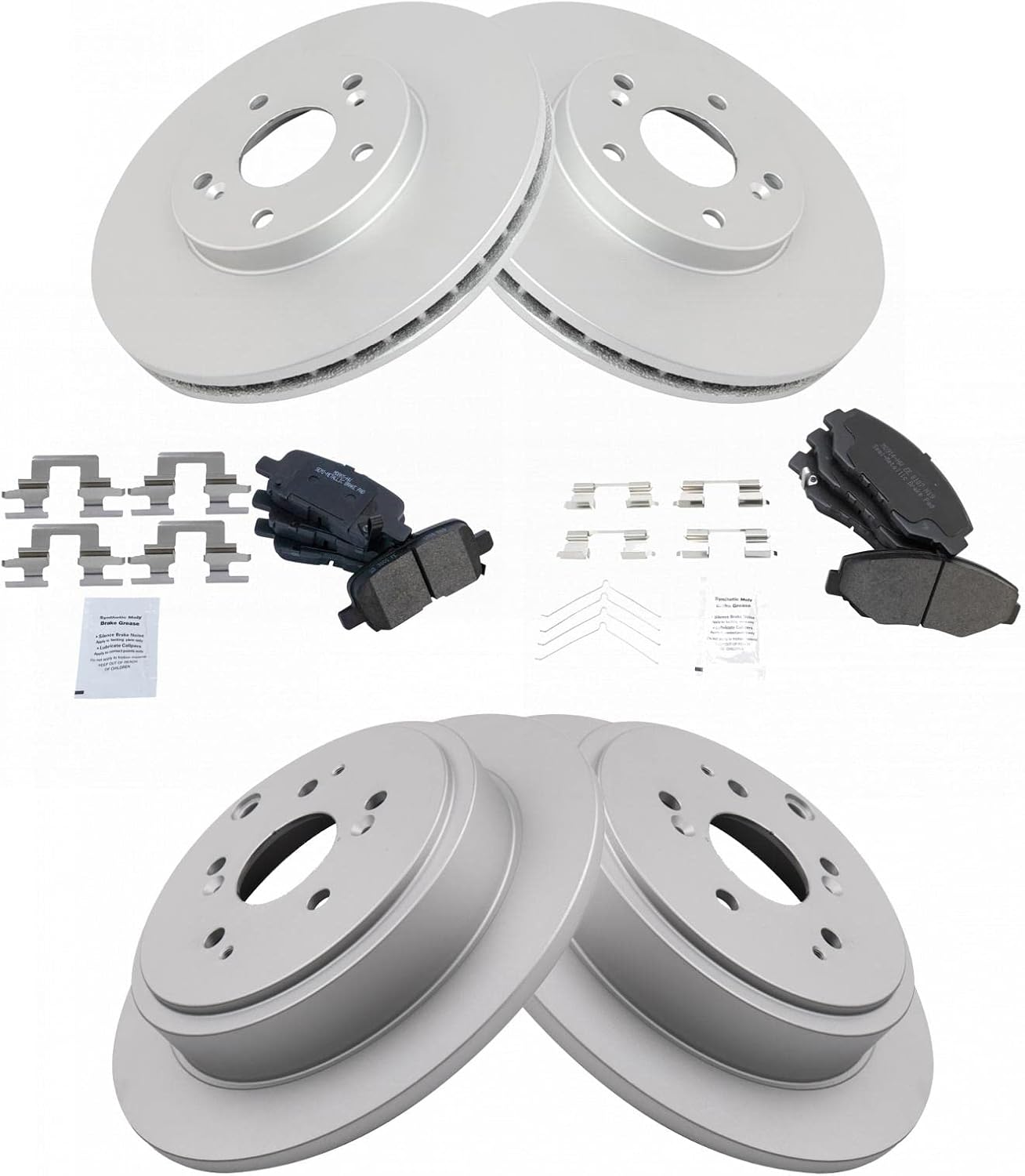TRQ Brake Pad & Rotor Kit for 2003-2008 Honda Pilot - Premium Quality