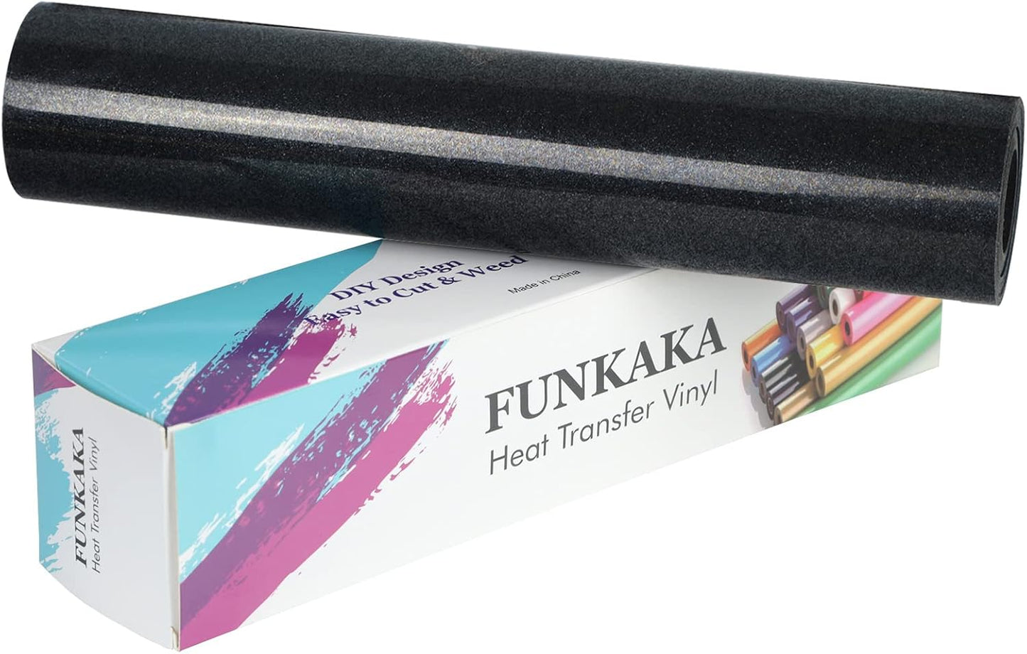 FUNKAKA Glitter Black HTV Vinyl Rolls for T-Shirt Designs