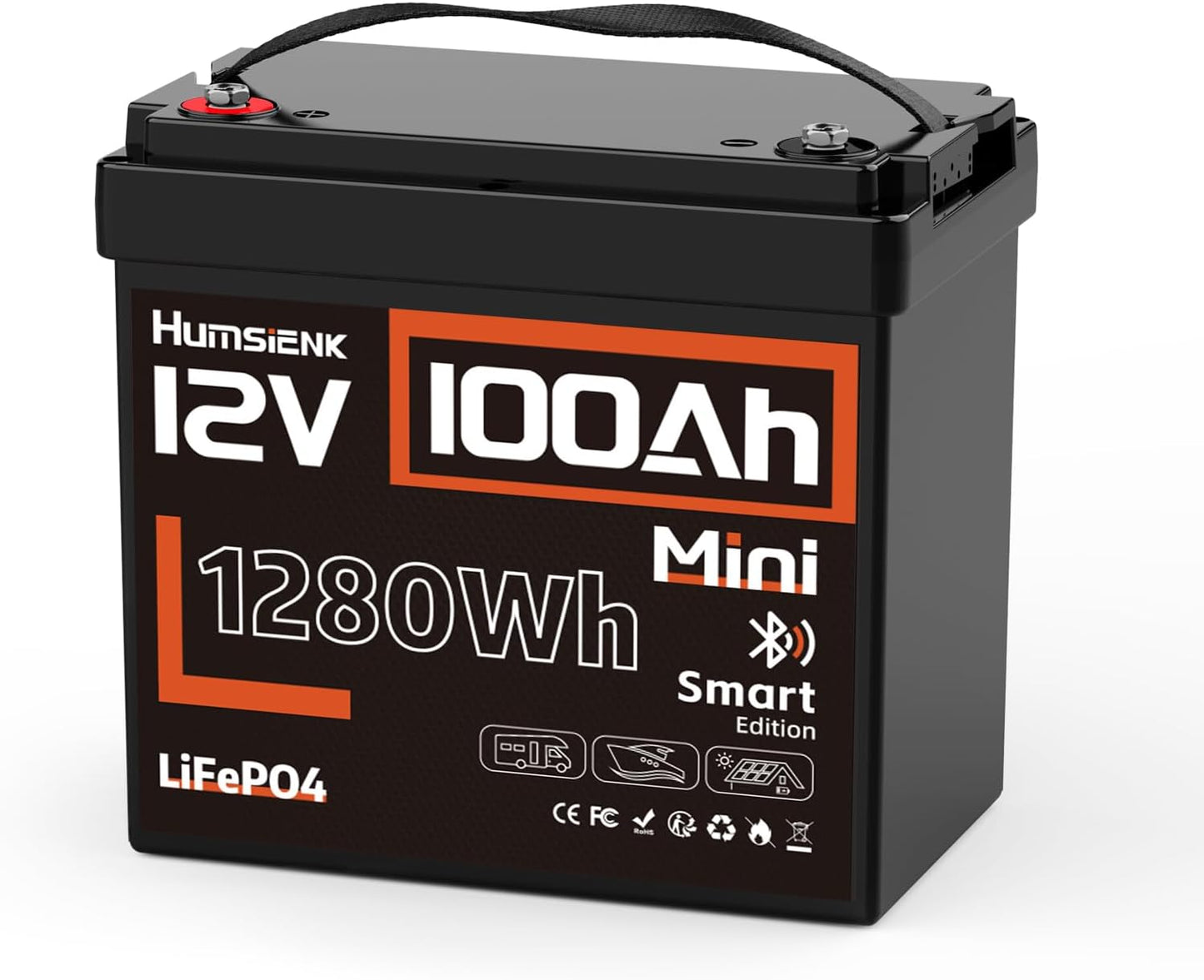 Long-Lasting 12V 100Ah LiFePO4 Battery | Bluetooth Enabled | 15,000 Cycles