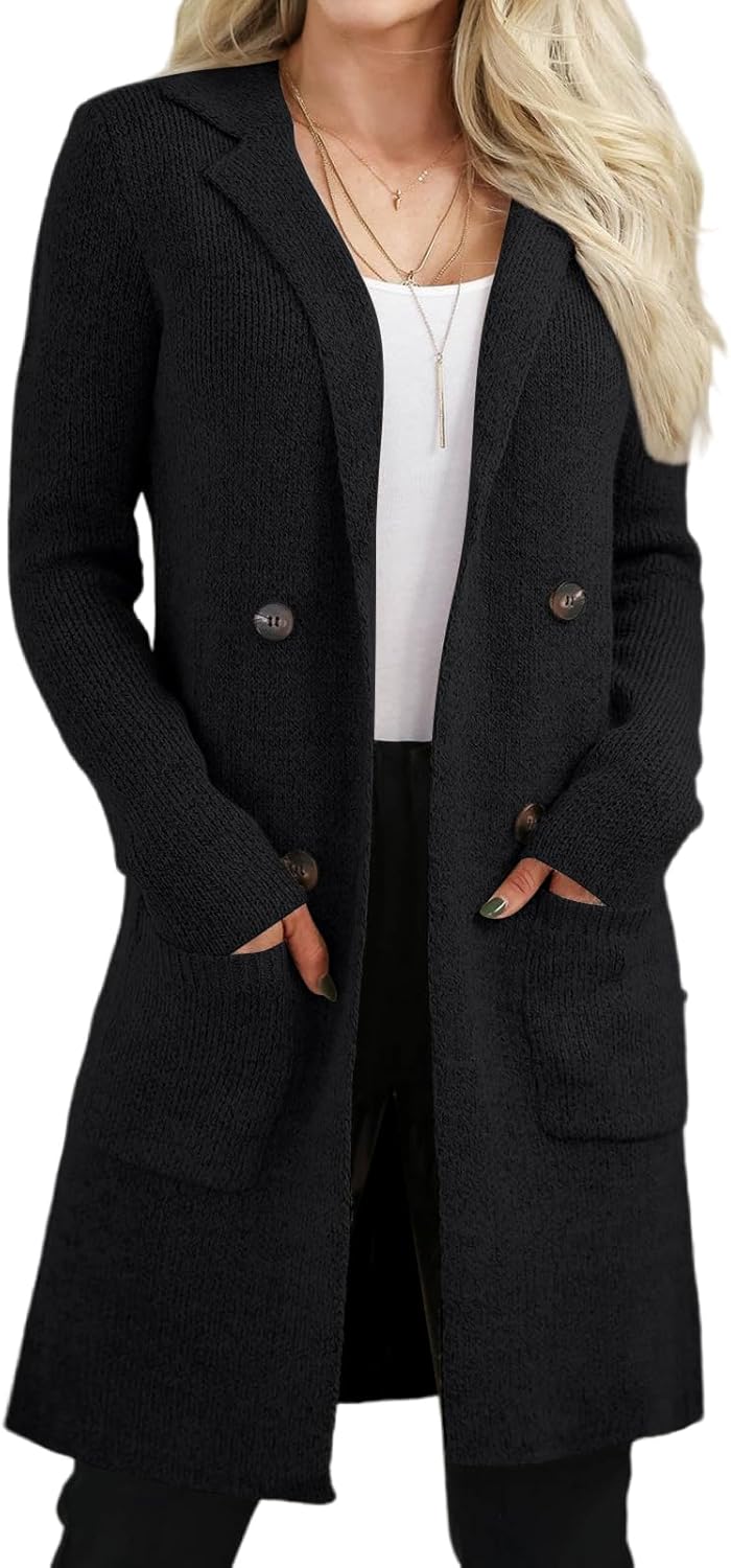 VIMPUNEC Women's Open Front Long Cardigan for Cozy Fall Style
