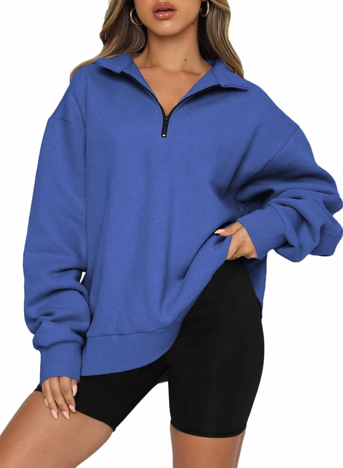 BLENCOT Women's Half Zip Quilted Sweatshirts for Fall Fashion
