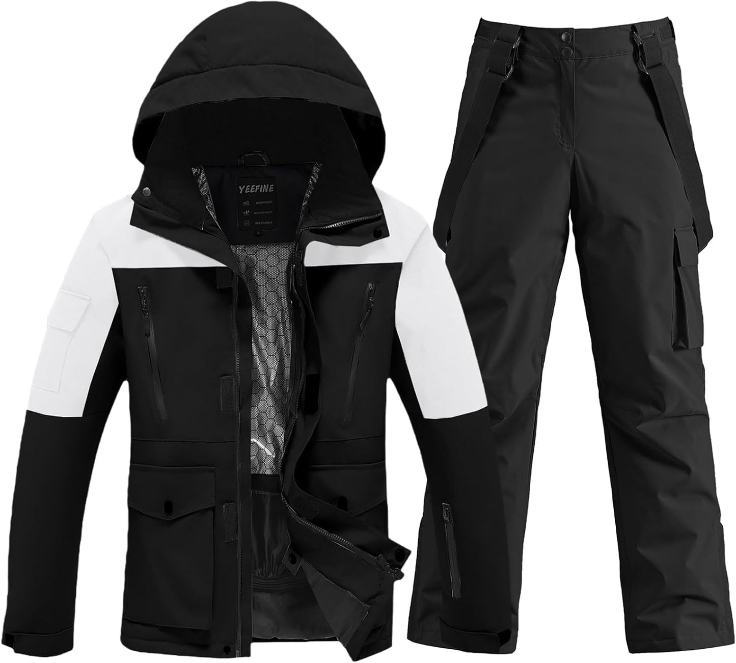 YEFFINE Men's Ski Suit Two Piece Insulated Snowsuits Set
