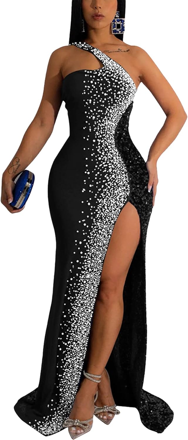 Nagfar Women Rhinestone Sequin Birthday Party Dress for Nights Out