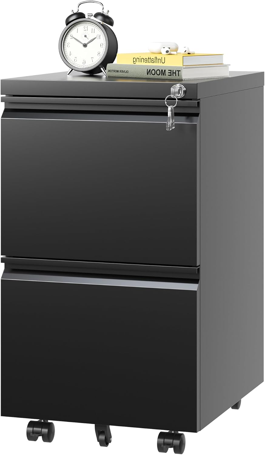 Organize with Ease: 2-Drawer Mobile File Cabinet with Lock