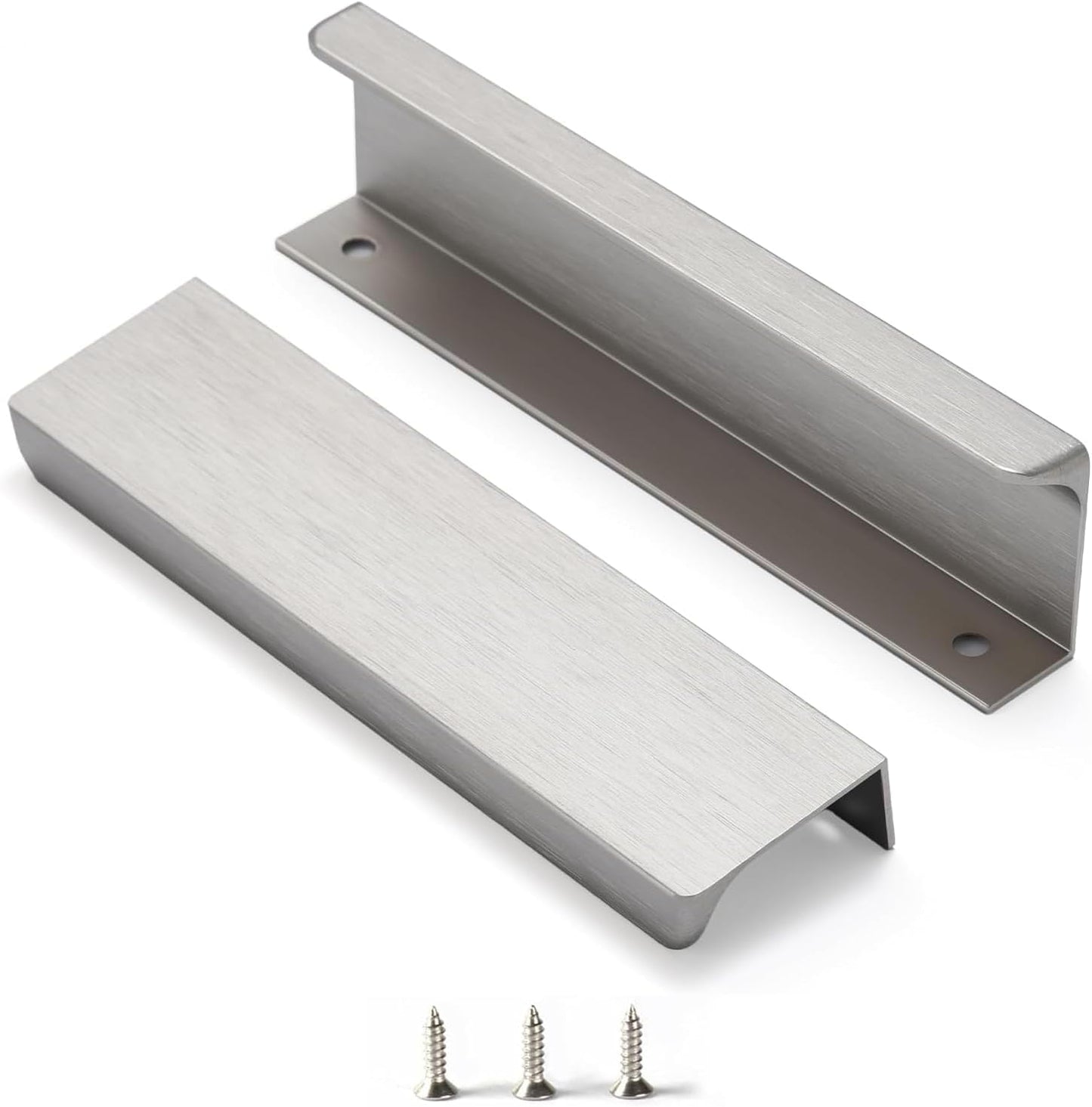 Satanga Edge Brushed Nickel Finger Pulls for Modern Cabinets