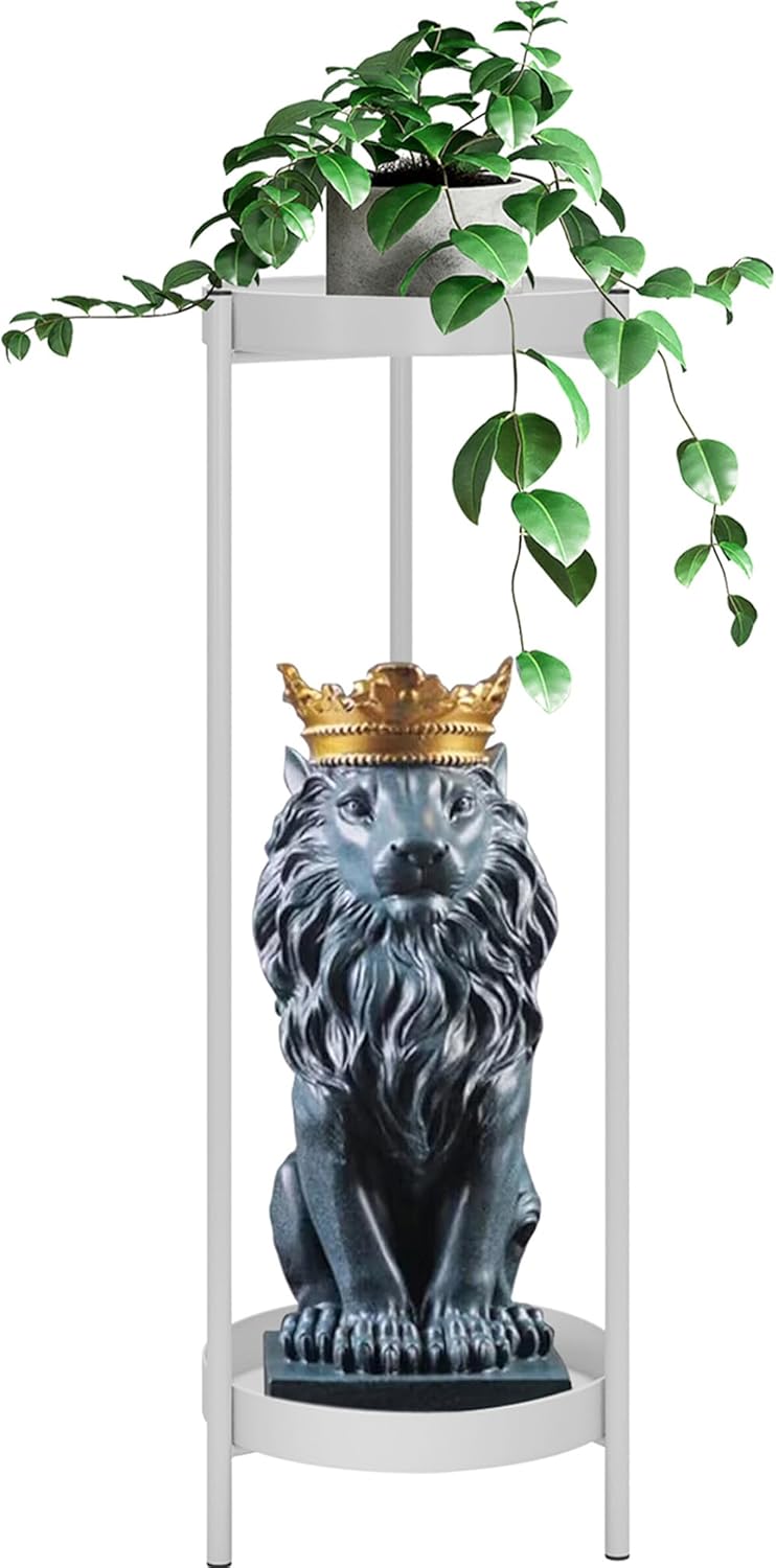 Plant Stand 2 Tier Metal Flower Holder for Indoor or Outdoor Use