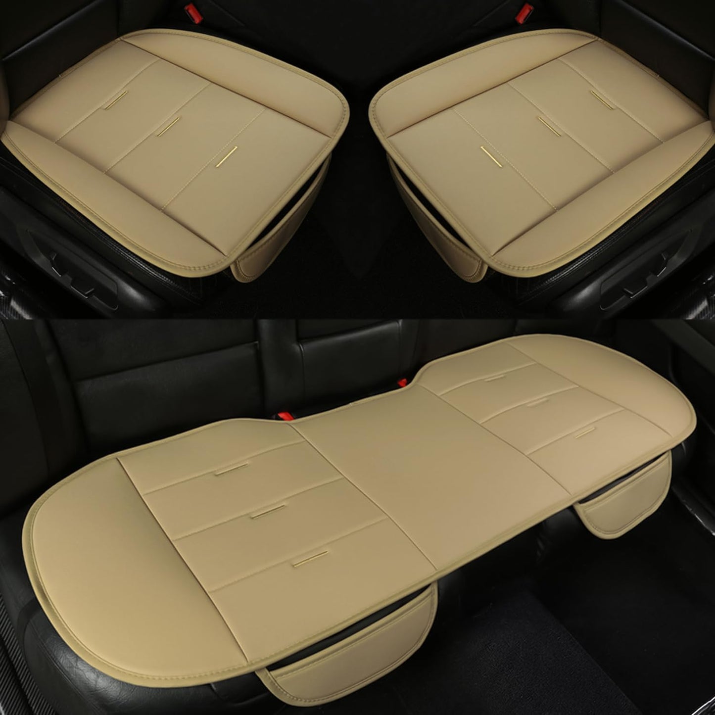 Universal PU Leather Seat Covers for 90% Cars - Beige Protection