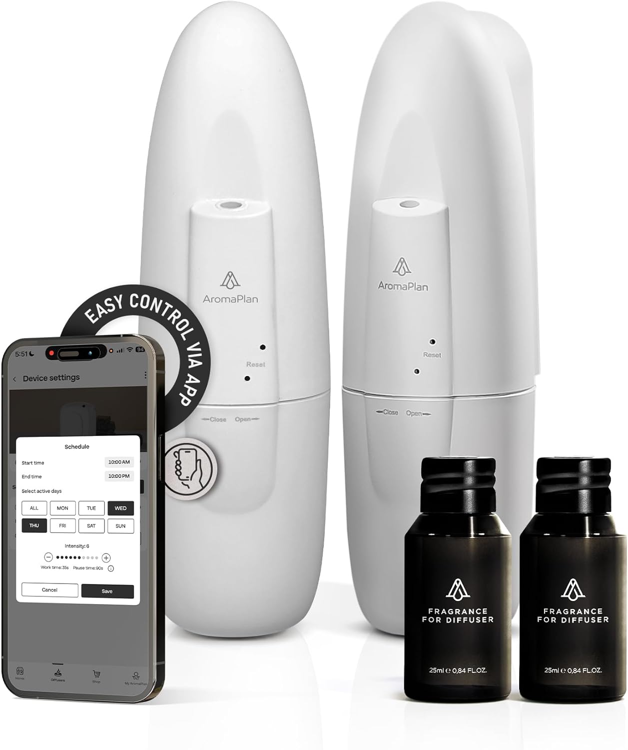 AromaPlan Authentic 2025 Waterless Diffuser with 2 Scents