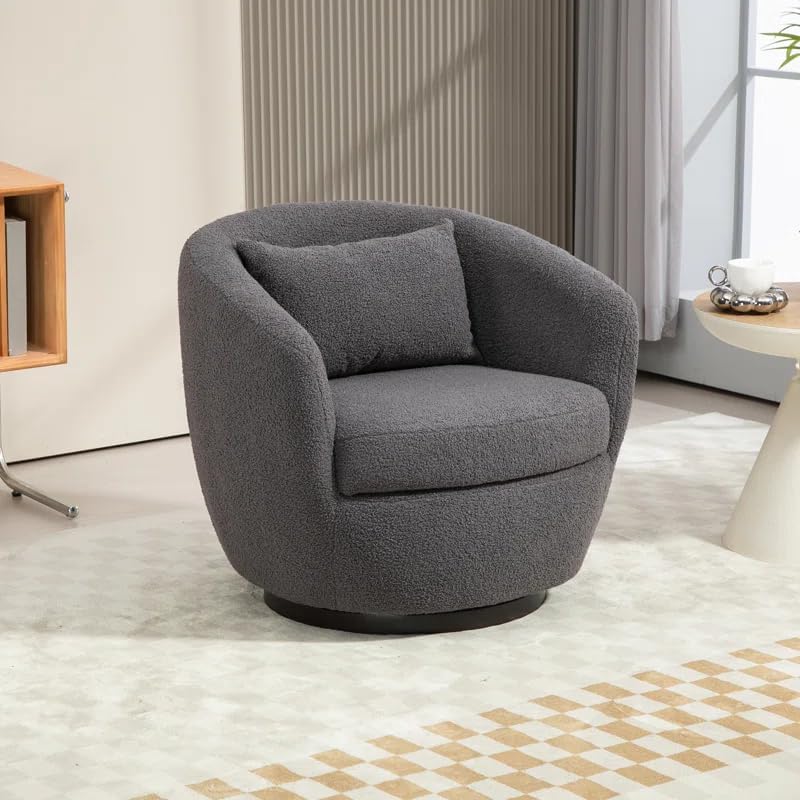 Swivel Barrel Chair with Storage - Modern Gray Accent