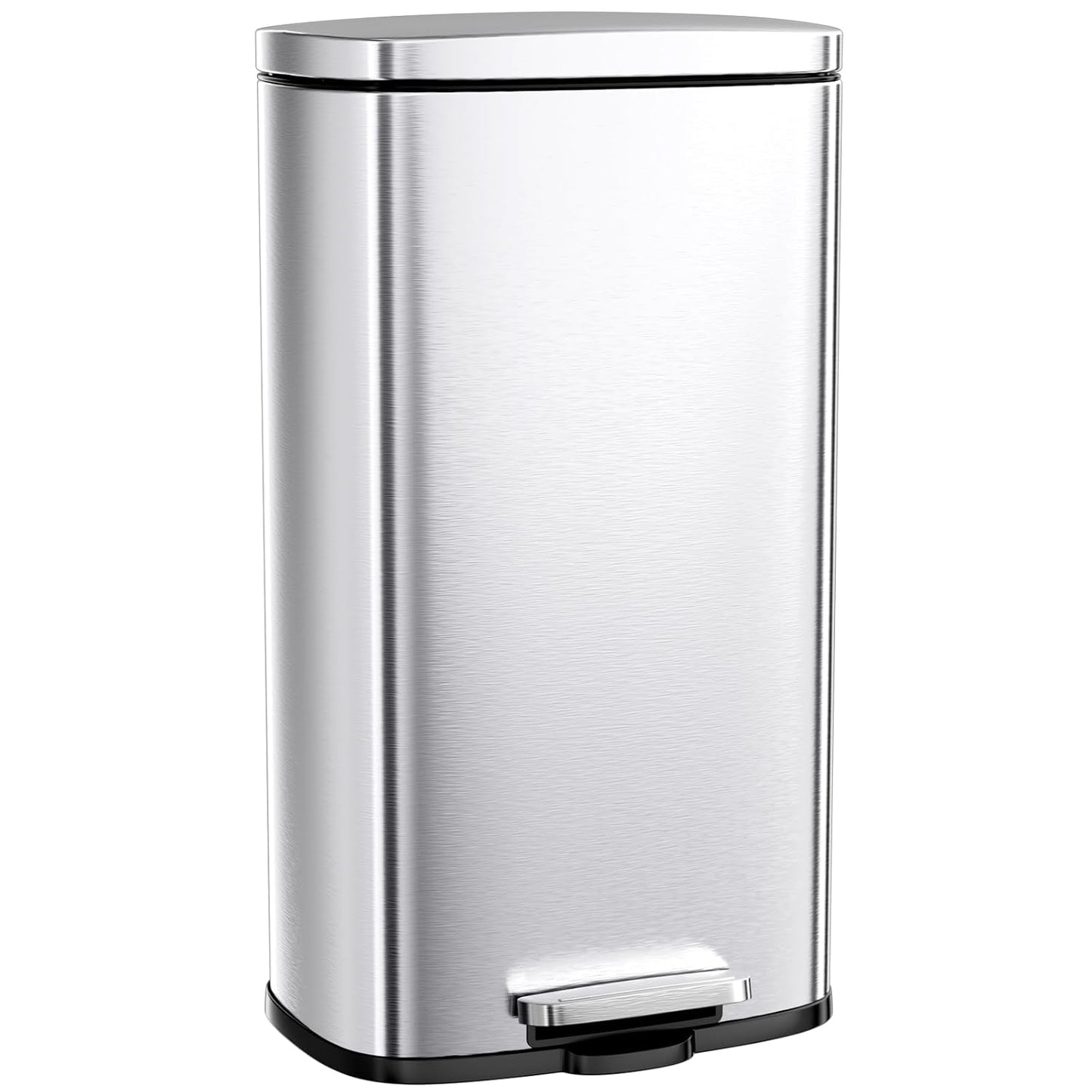 Stainless Steel Step Trash Can with Soft-Close Lid and Inner Bucket