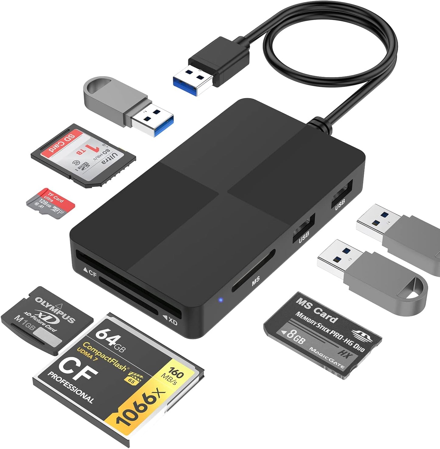 Rocketek 8-in-1 USB 3.0 Card Reader: Simultaneous 8 Port Data Transfer