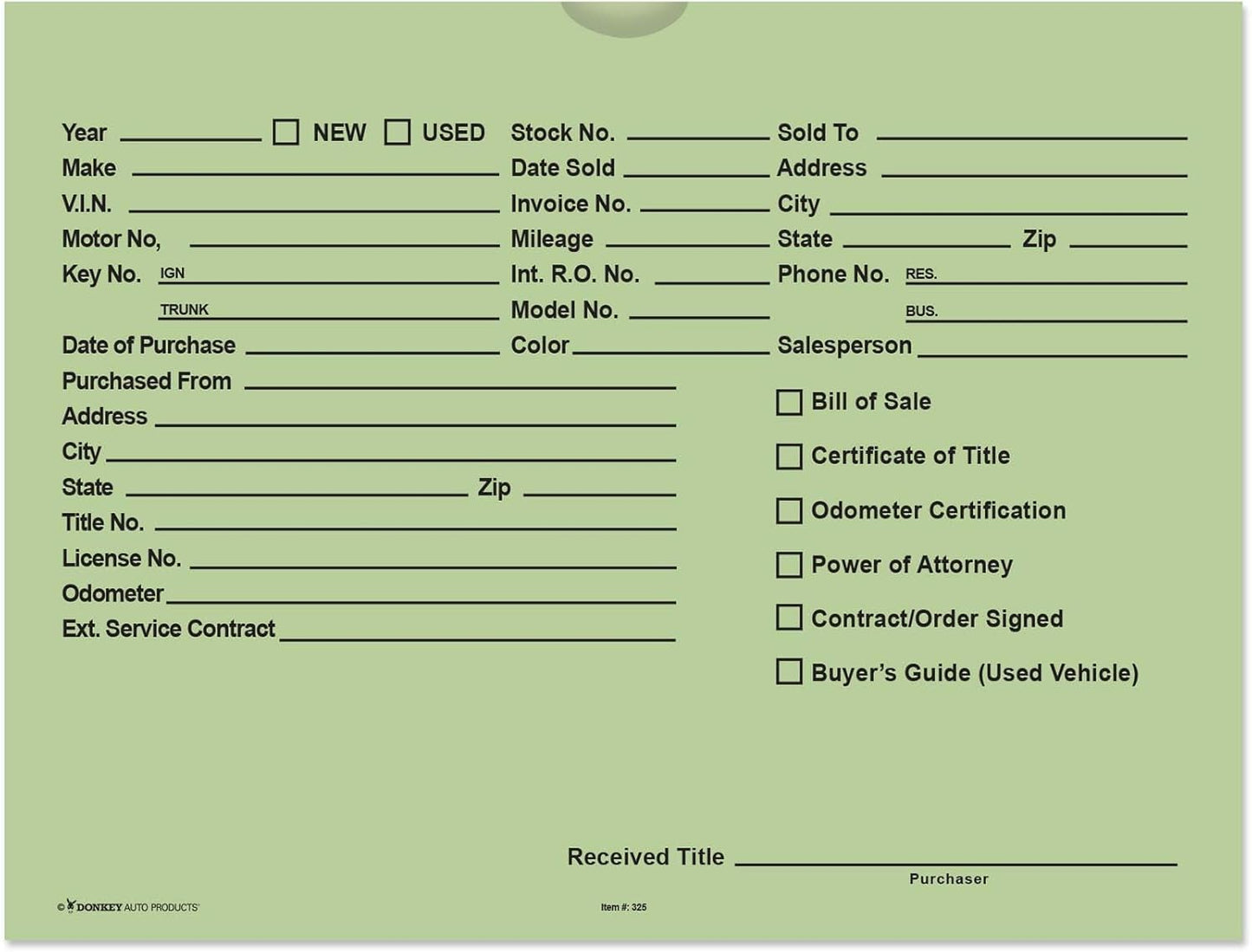 Printed Vehicle Deal Envelopes 9x12 for Efficient Organization