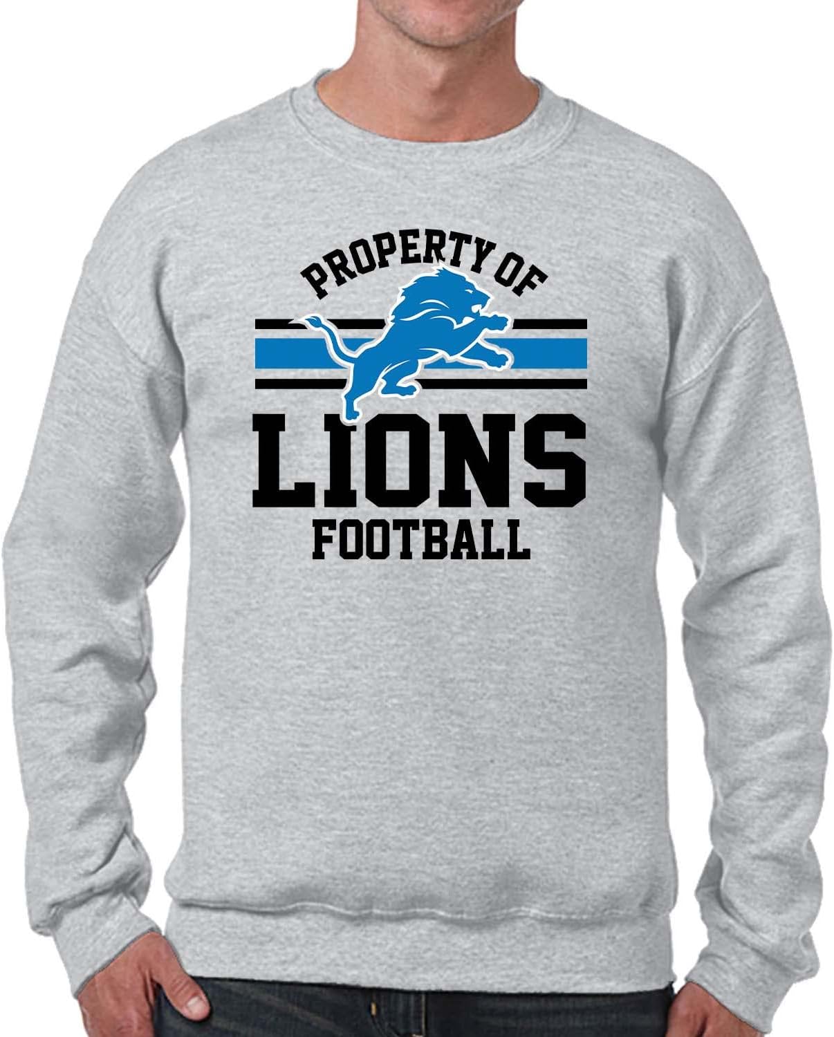 Property Of Detroit Lions Crewneck Fleece Sweatshirt for Fans
